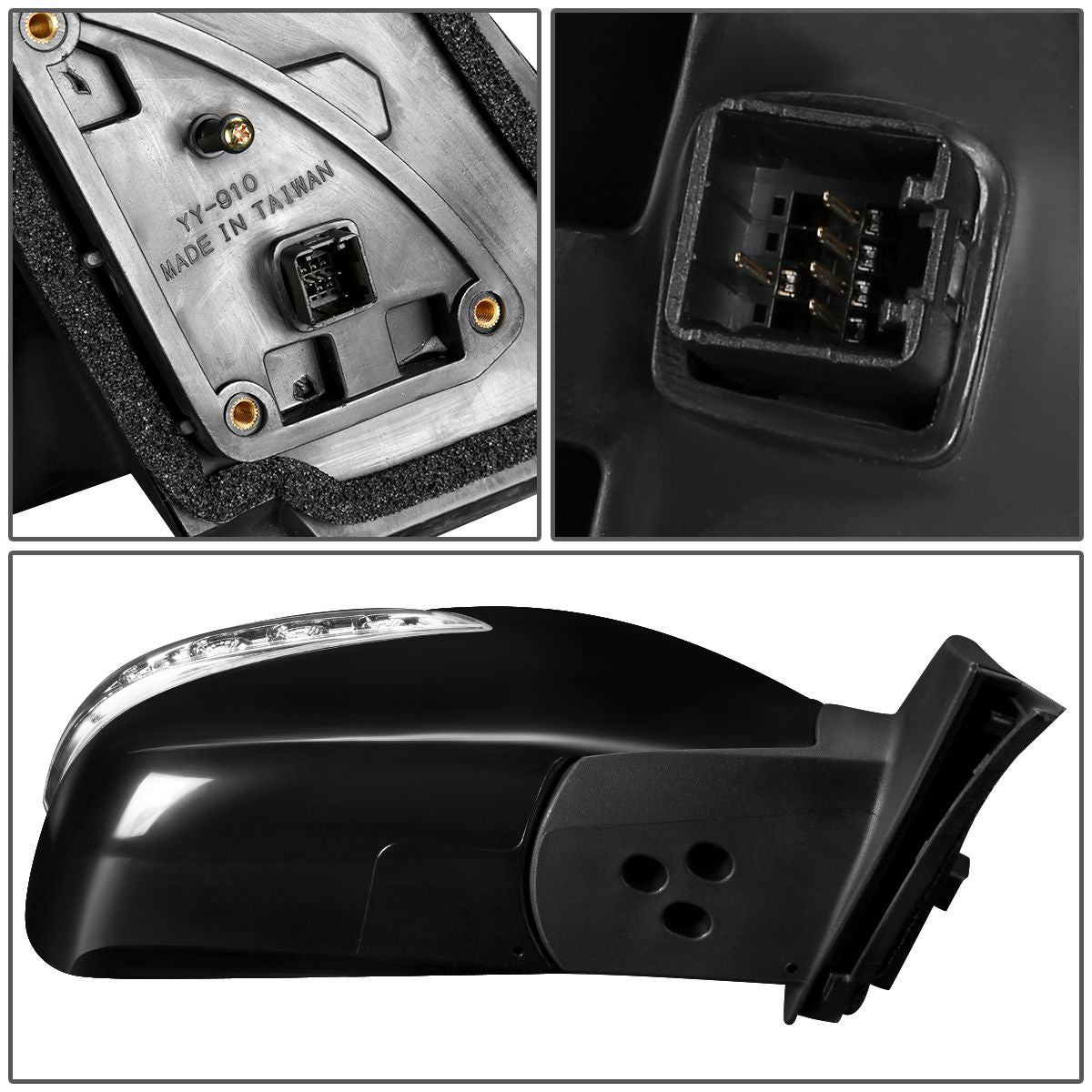 RETROVISOR MIRROR - OEM - 10-15 HYUNDAI TUCSON - POWERED - TEXTURED - BLACK - RIGHT