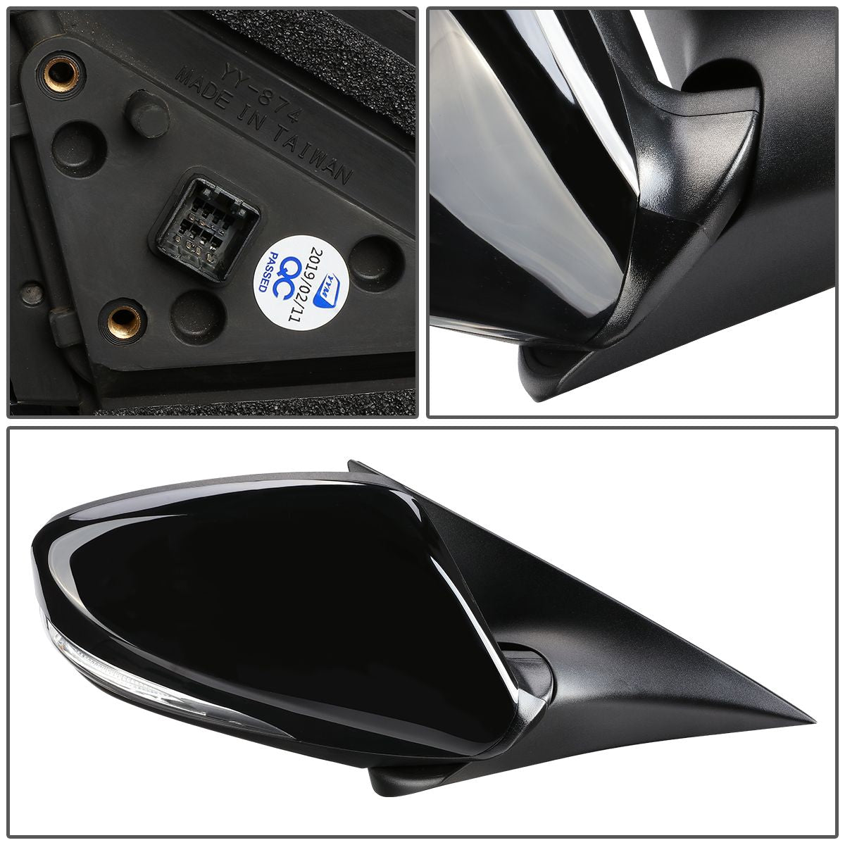 RETROVISOR MIRROR - OEM - 12-14 HYUNDAI VELOSTER - DOES NOT FIT PANORAMIC ROOF MODELS - POWERED - HEATED - TEXTURED - BLACK - RIGHT