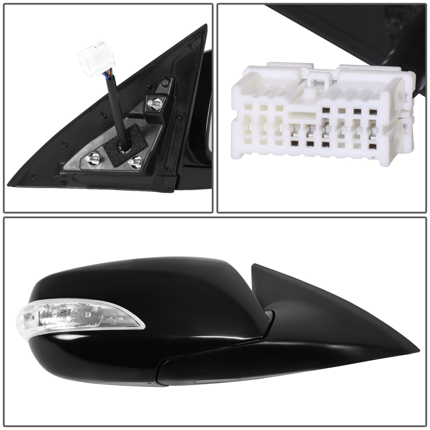 RETROVISOR MIRROR - OE STYLE - HYUNDAI GENESIS COUPE 10-16 - WITH POWER WITH HEATED GLASS WITH TURN SIGNAL - PASSENGER SIDE - PAINT TO MATCH - BLACK