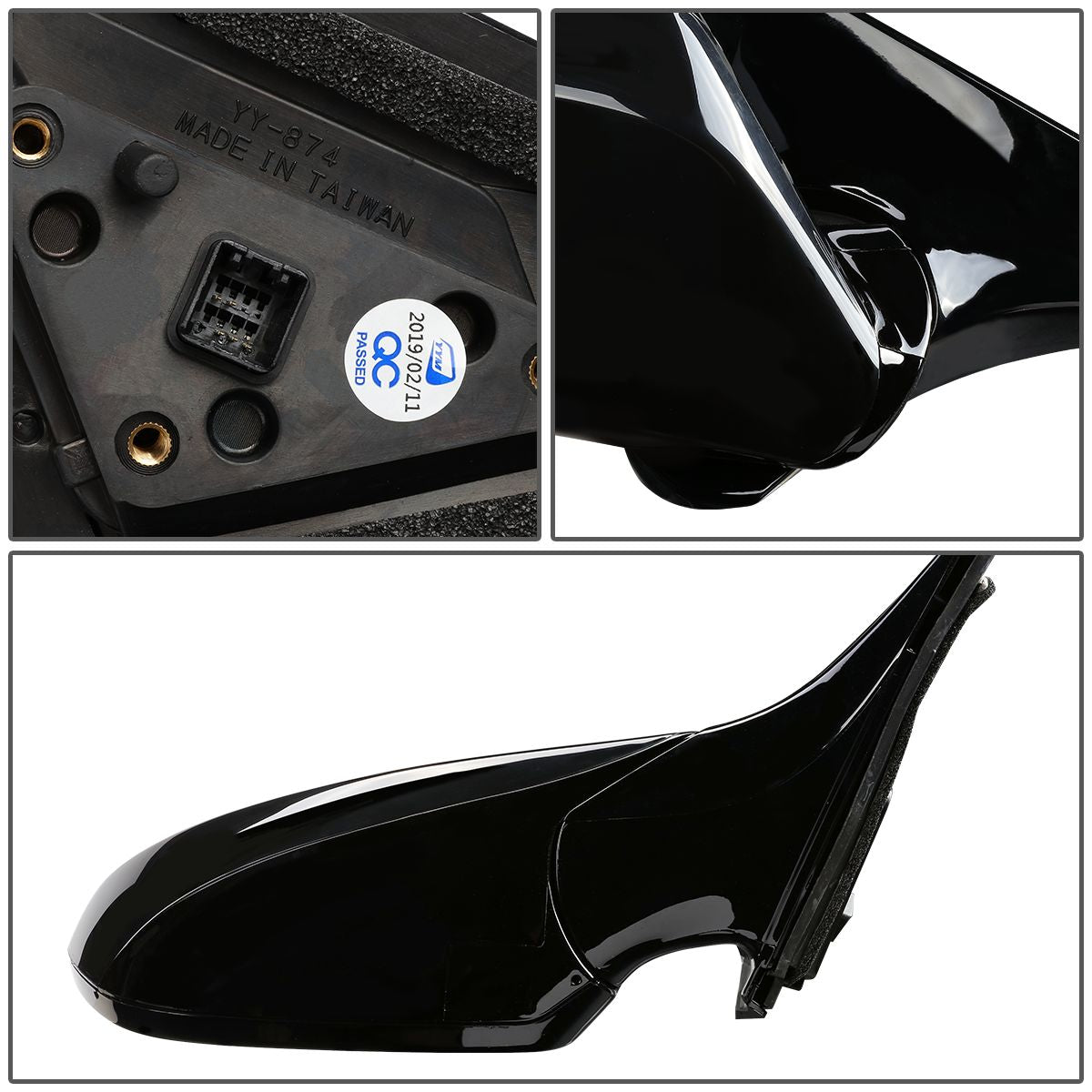 RETROVISOR MIRROR - OEM - 12-14 HYUNDAI VELOSTER - FITS MODELS WITH PANORAMIC SUNROOF - POWERED - HEATED - TEXTURED - BLACK - RIGHT