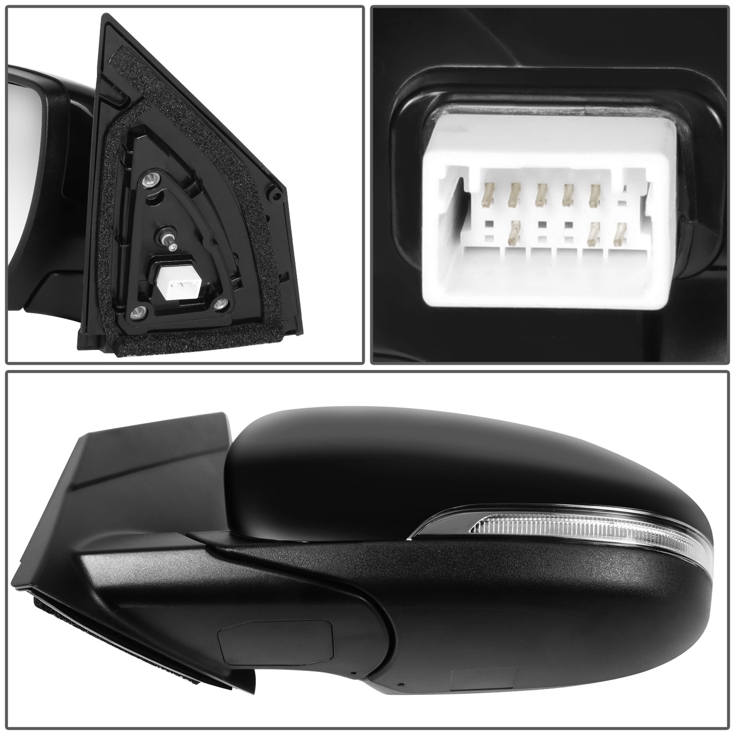 RETROVISOR MIRROR - OE STYLE - HYUNDAI TUCSON 16-18 - WITH POWER WITH HEATED GLASS WITH BLIND SPOT WITH SIGNAL - PASSENGER SIDE - PAINT TO MATCH - BLACK