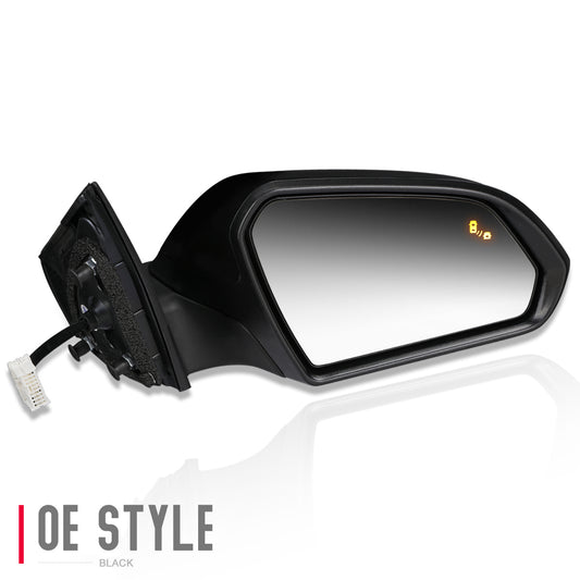 RETROVISOR MIRROR - OEM - 15-17 HYUNDAI SONATA - POWERED - W/ BSD - FOLDING - TEXTURED - BLACK MATERIAL - RIGHT