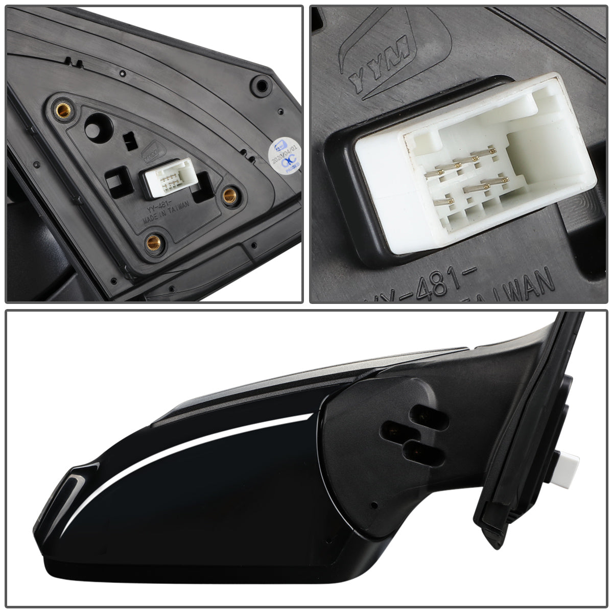 RETROVISOR MIRROR - OEM - 18-20 HYUNDAI KONA - POWERED - HEATED - W/ SIGNAL LIGHT - W/ BSD - FOLDING - BLACK MATERIAL - RIGHT