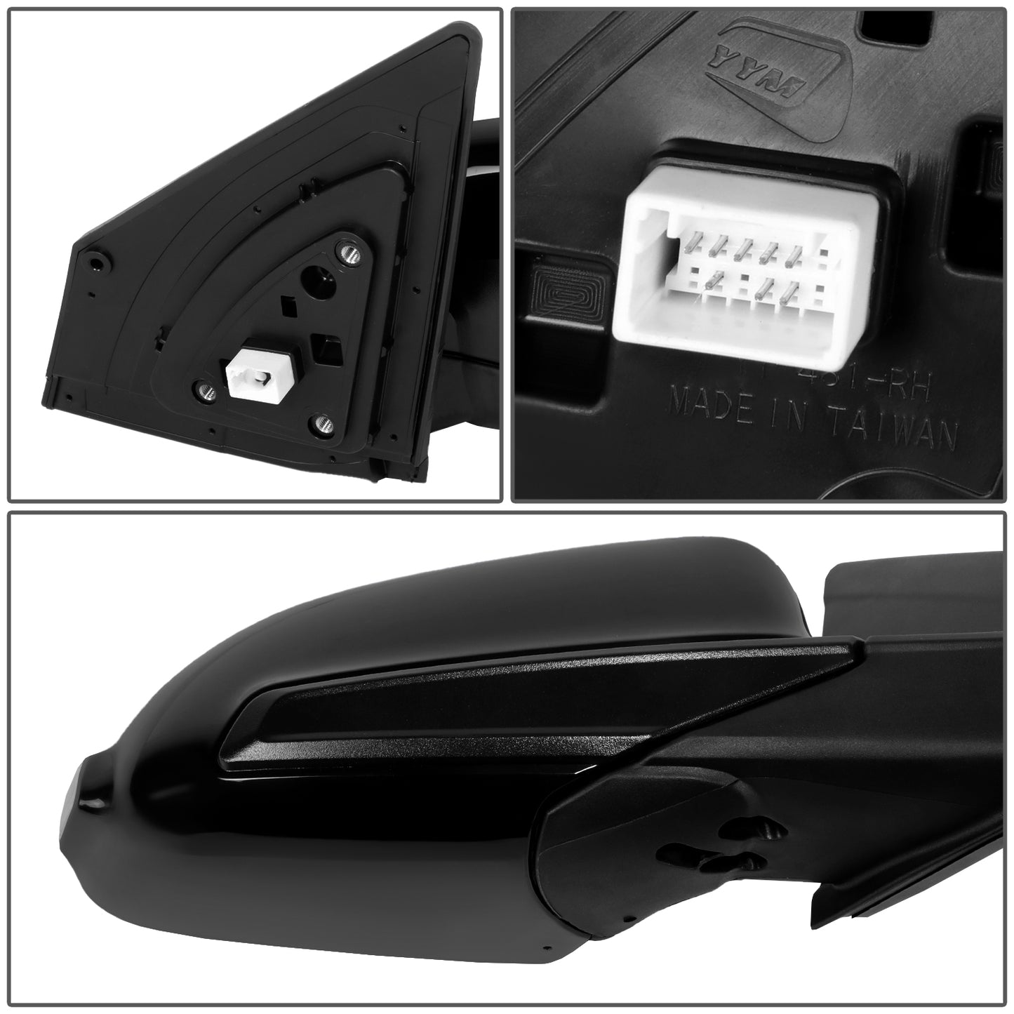 RETROVISOR MIRROR - OE STYLE - HYUNDAI KONA 22-23 - WITH POWER WITH HEATED GLASS WITH TURN SIGNAL WITH BLIND SPOT - PASSENGER SIDE - PAINT TO MATCH - BLACK