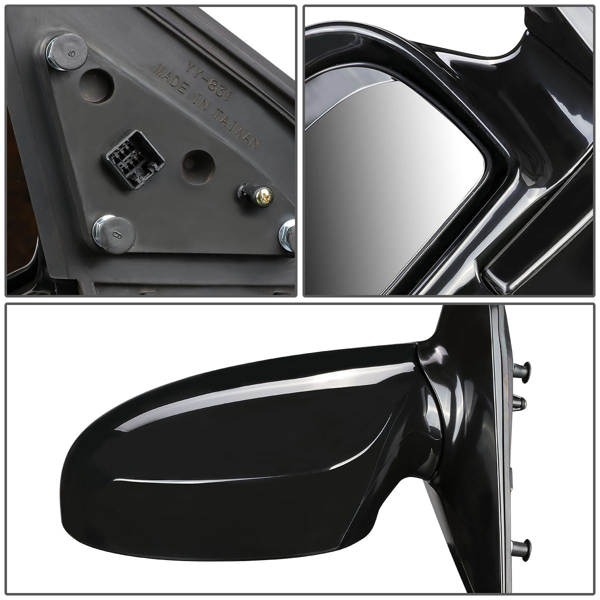 RETROVISOR MIRROR - OEM - 04-09 KIA SPECTRA 2.0L / 05-09 KIA SPECTRA5 - POWERED - HEATED - PAINTABLE - BLACK - LEFT