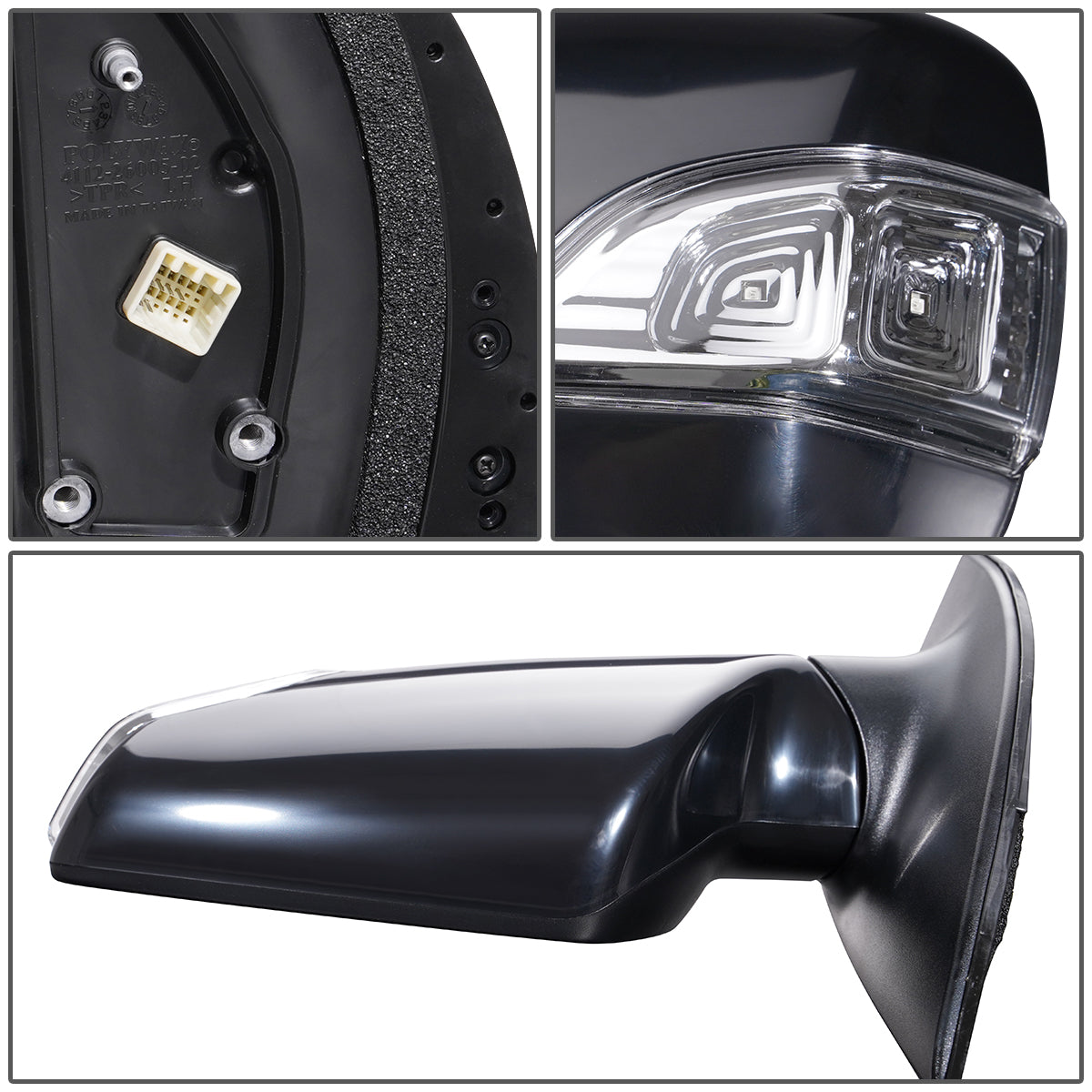 RETROVISOR MIRROR - OEM - 06-14 KIA SEDONA - POWERED - HEATED - W/ SIGNAL LIGHT - FOLDING - BLACK MATERIAL - LEFT