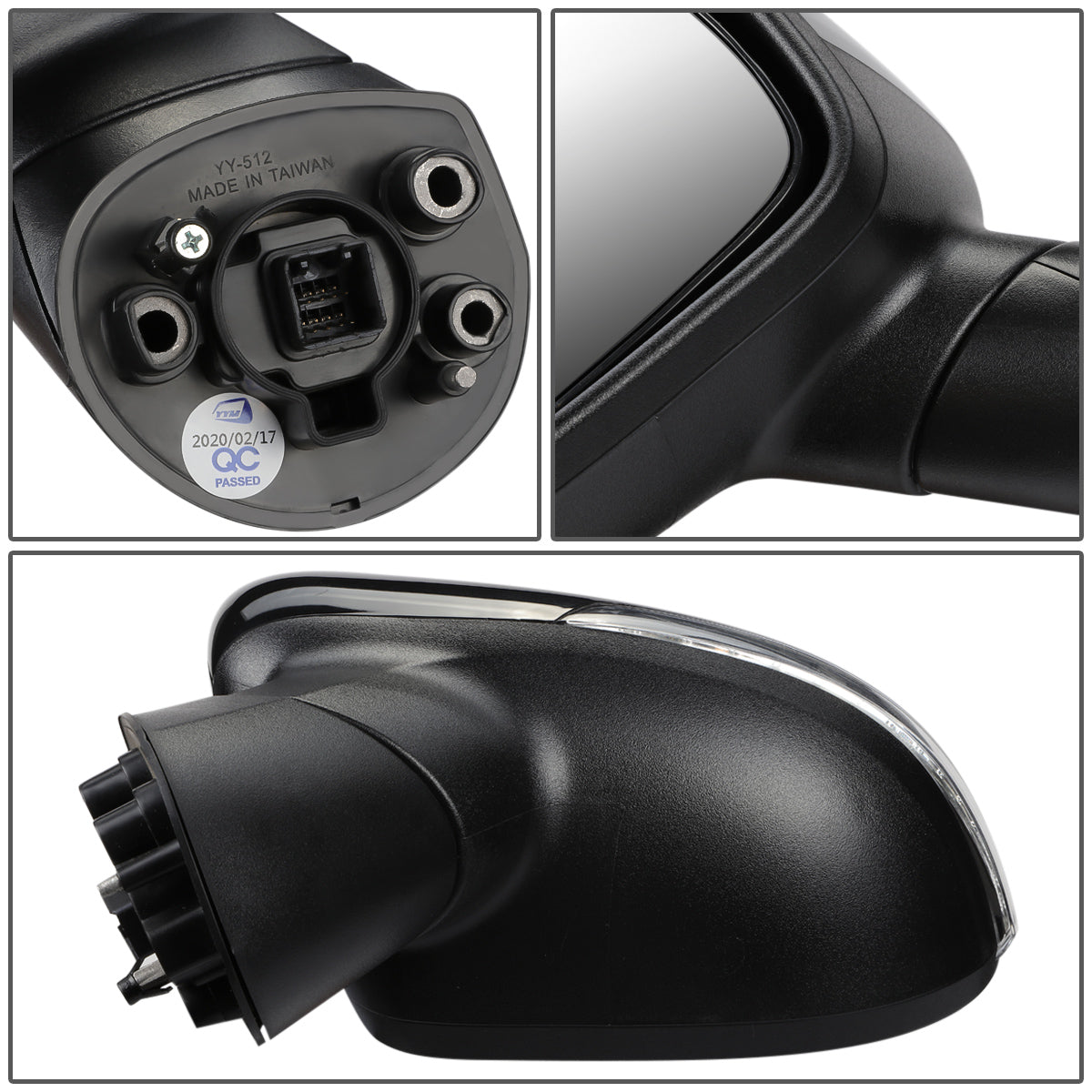 RETROVISOR MIRROR - OEM - 12-15 KIA RIO - POWERED - HEATED - W/ SIGNAL LIGHT - FOLDING - BLACK MATERIAL - LEFT