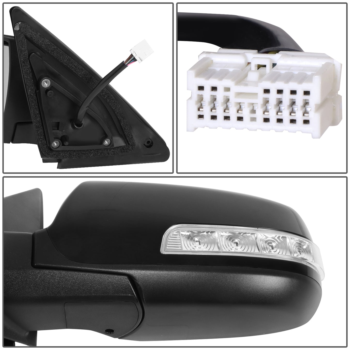 RETROVISOR MIRROR - OE STYLE - KIA SORENTO 11-13 - WITH POWER FOLD WITH HEATED GLASS WITH TURN SIGNAL - DRIVER SIDE - PAINT TO MATCH - BLACK