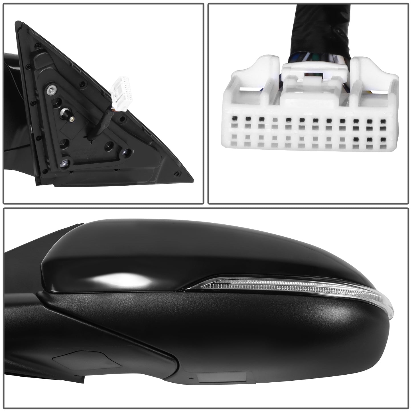 RETROVISOR MIRROR - OE STYLE - KIA OPTIMA 2016-2020 - WITH POWER FOLD WITH HEATED GLASS WITH MEMORY WITH BLIND SPOT - WITHOUT HYBRID - DRIVER LEFT SIDE - BLACK