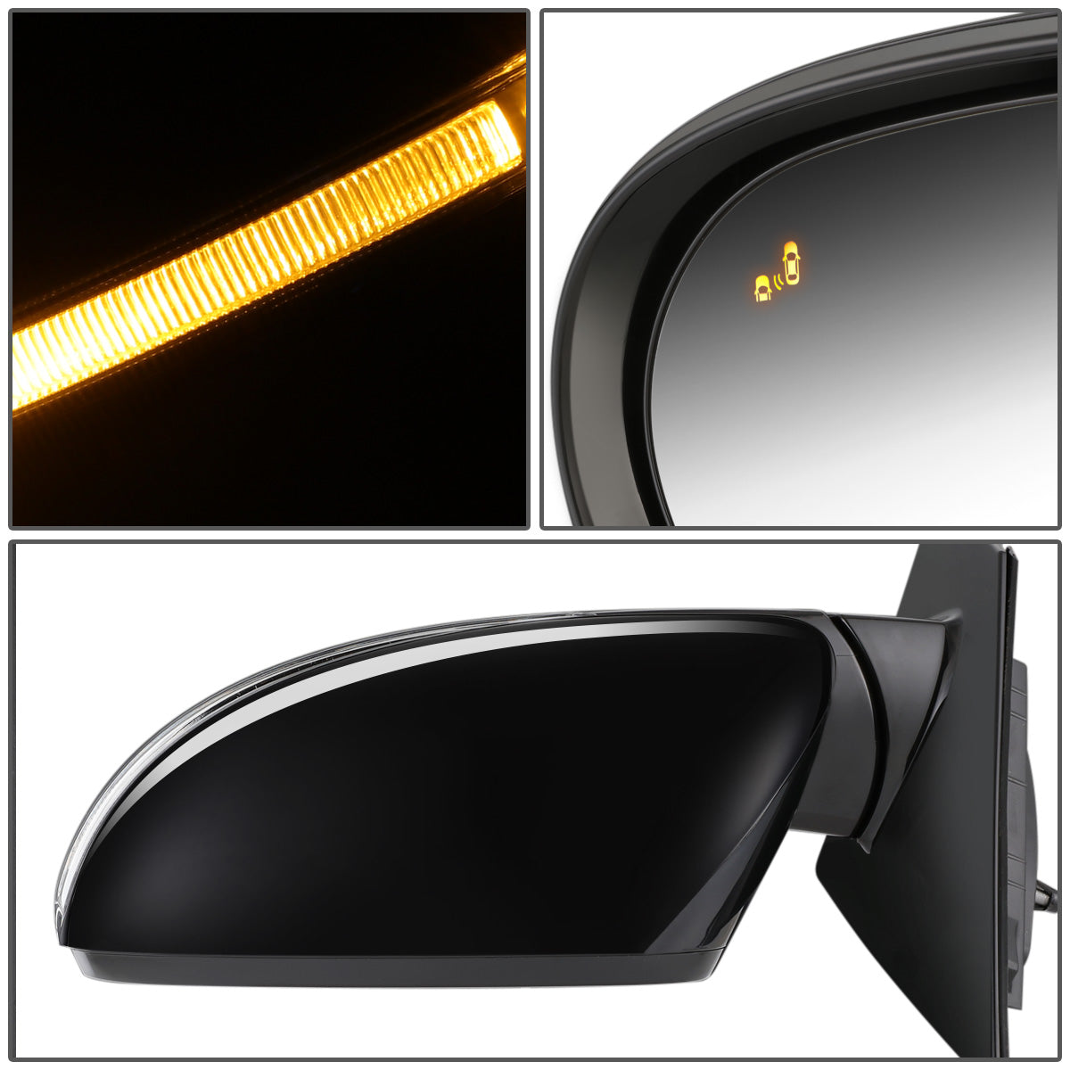 RETROVISOR MIRROR - OEM - 14-15 KIA SORENTO - POWERED - HEATED - W/ SIGNAL LIGHT - W/ MEMORY - W/ BSD - POWER FOLDING - BLACK MATERIAL - LEFT