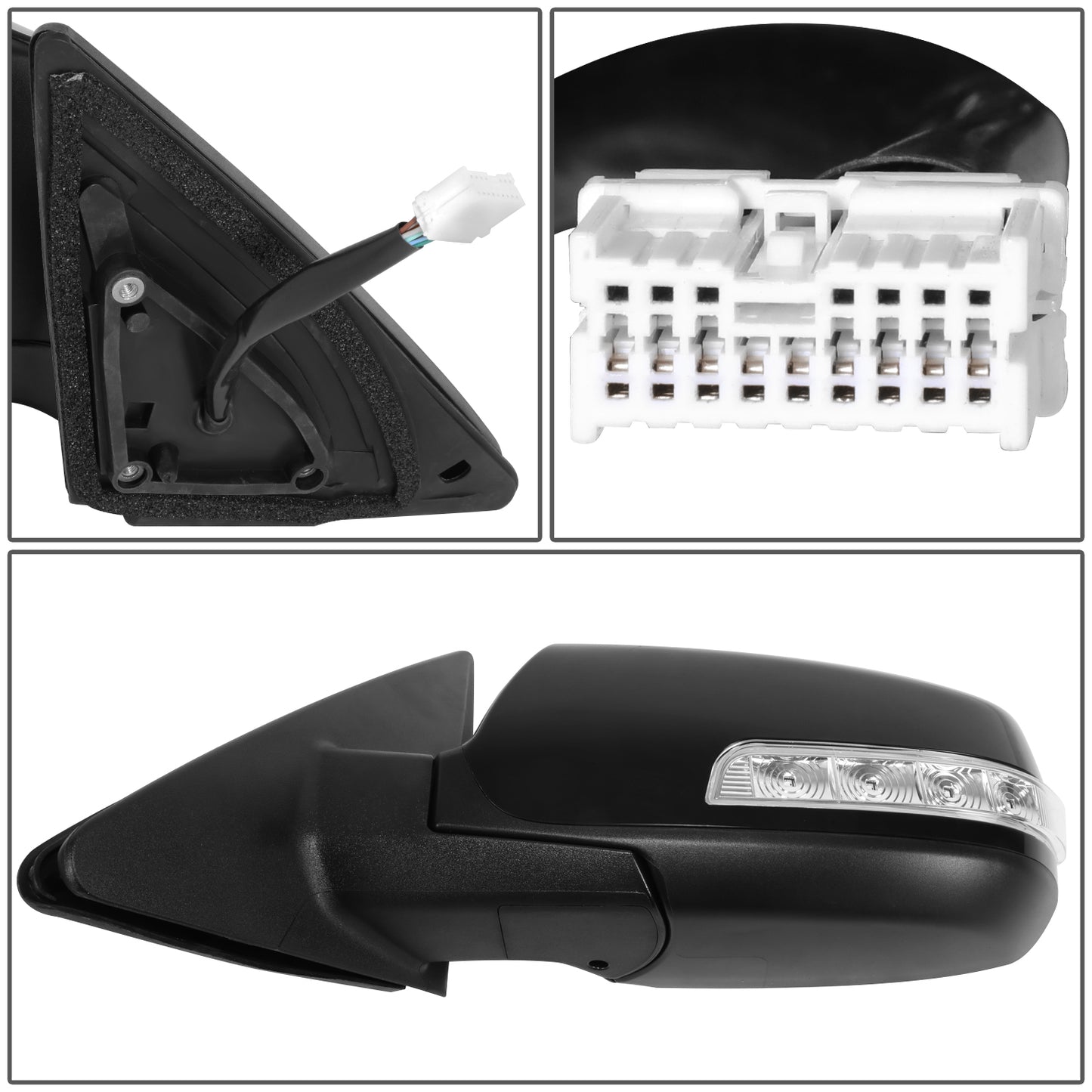 RETROVISOR MIRROR - OE STYLE - KIA SORENTO 14-15 - WITH MEMORY WITH HEATED GLASS WITH TURN SIGNAL WITH BLIND SPOT - DRIVER SIDE - PAINT TO MATCH - BLACK