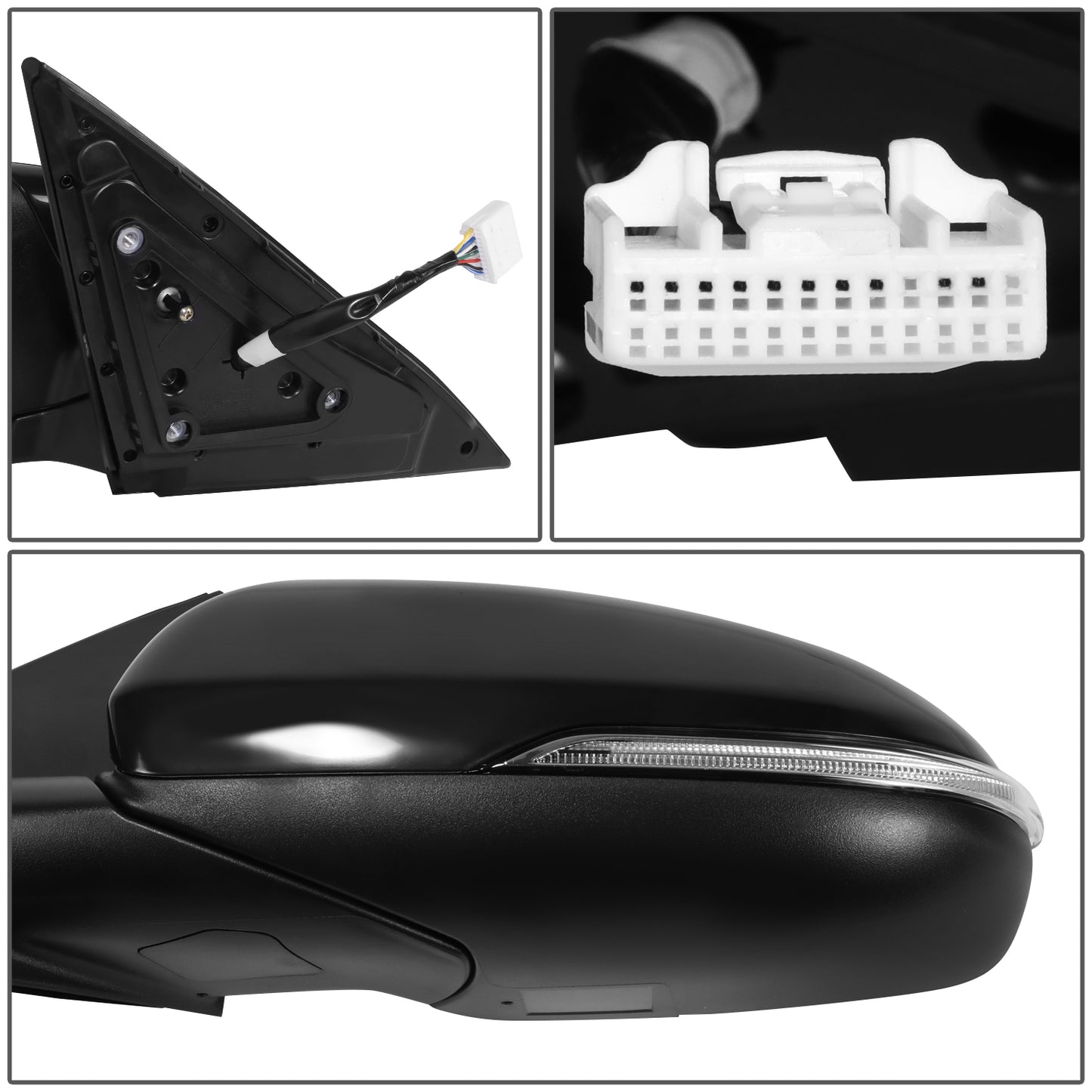 RETROVISOR MIRROR - OE STYLE - KIA OPTIMA 16-20 - WITH POWER FOLD WITH HEATED GLASS WITH BLIND SPOT - WITHOUT HYBRID - DRIVER SIDE - PAINT TO MATCH - BLACK