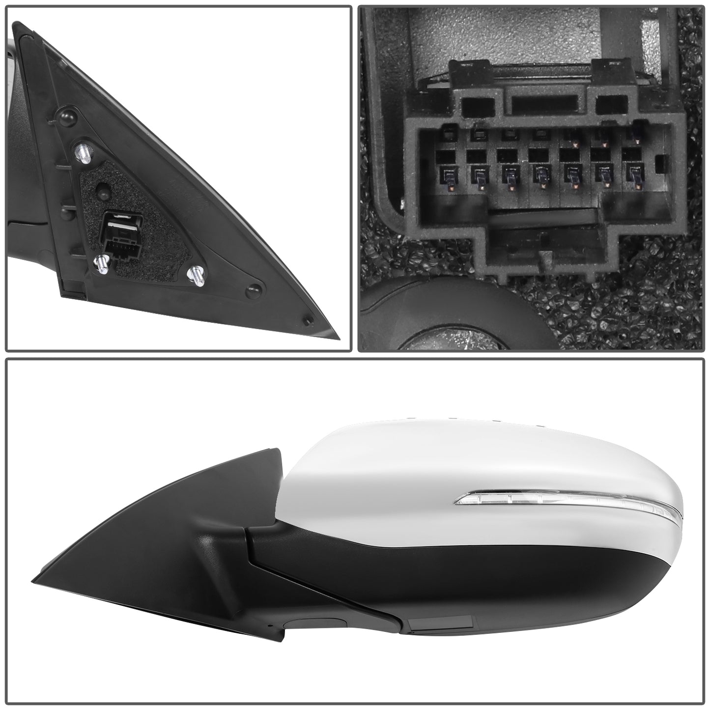 RETROVISOR MIRROR - OE STYLE - KIA OPTIMA 14-15 - WITH POWER FOLD WITH HEATED GLASS WITH TURN SIGNAL WITH BLIND SPOT - CHROME COVER - DRIVER SIDE - SMOOTH - CHROME / BLACK