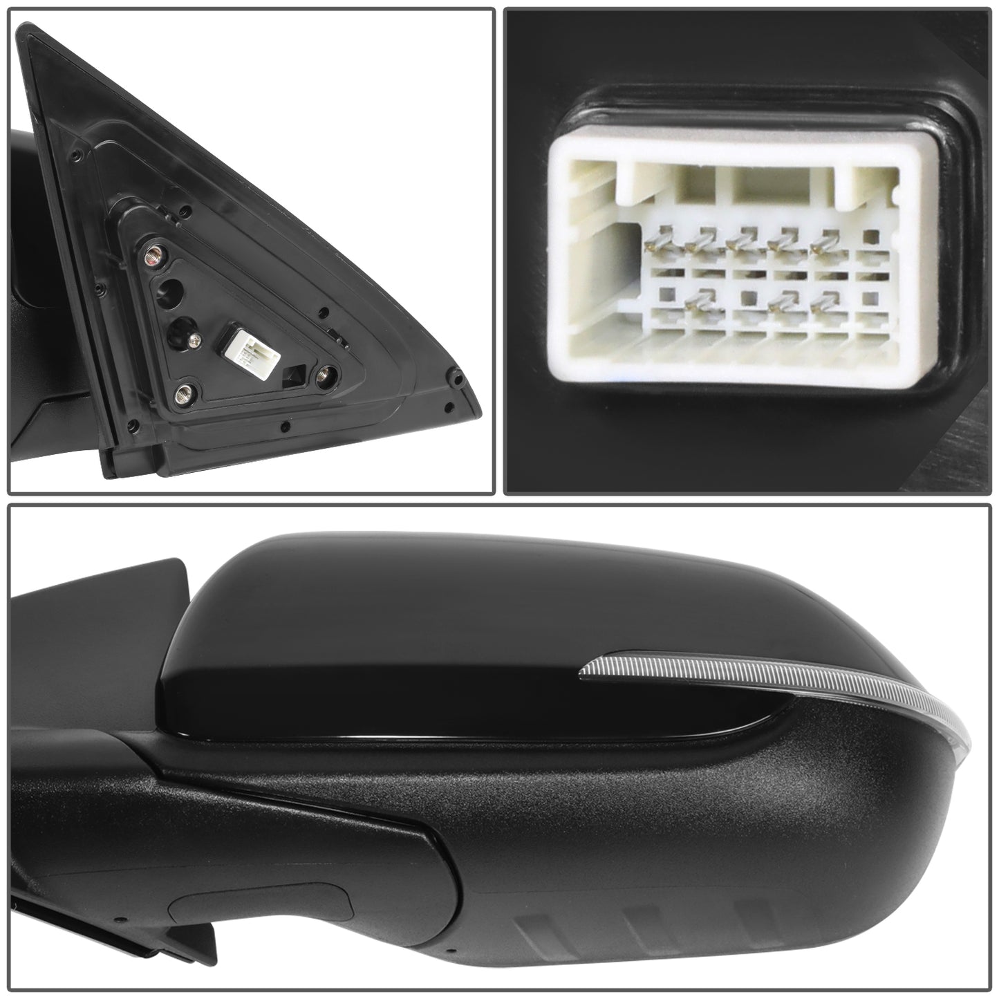 RETROVISOR MIRROR - OE STYLE - KIA SELTOS 2021-2024 - WITH POWER WITH HEATED GLASS WITH BLIND SPOT - DRIVER LEFT SIDE - BLACK