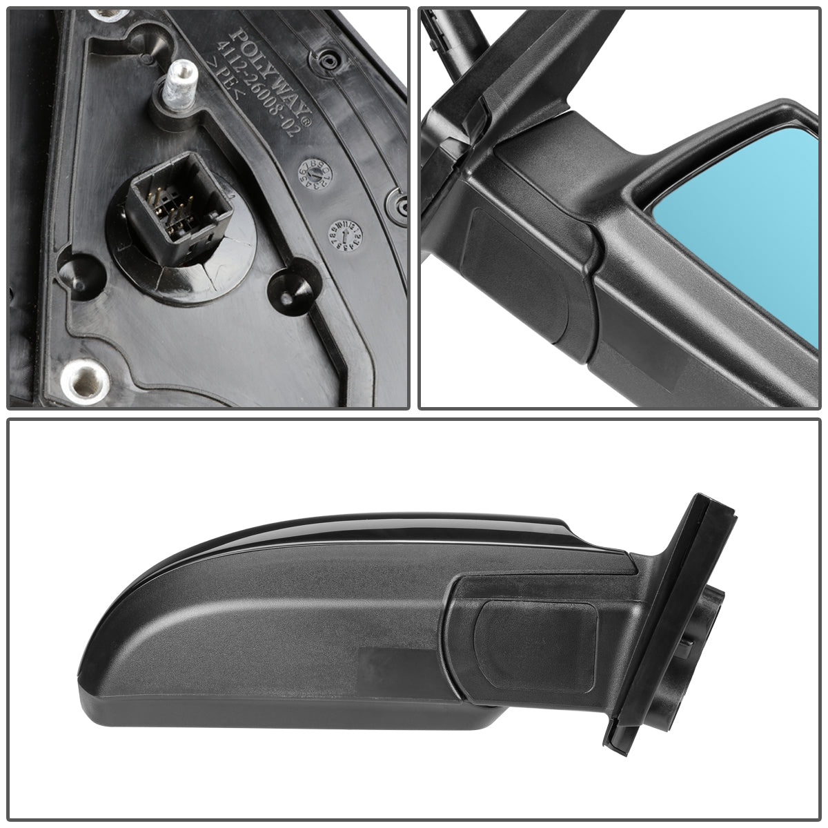 RETROVISOR MIRROR - OEM - 06-09 KIA RIO / 06-09 KIA RIO5 - POWERED - HEATED - PAINTABLE - BLACK - RIGHT