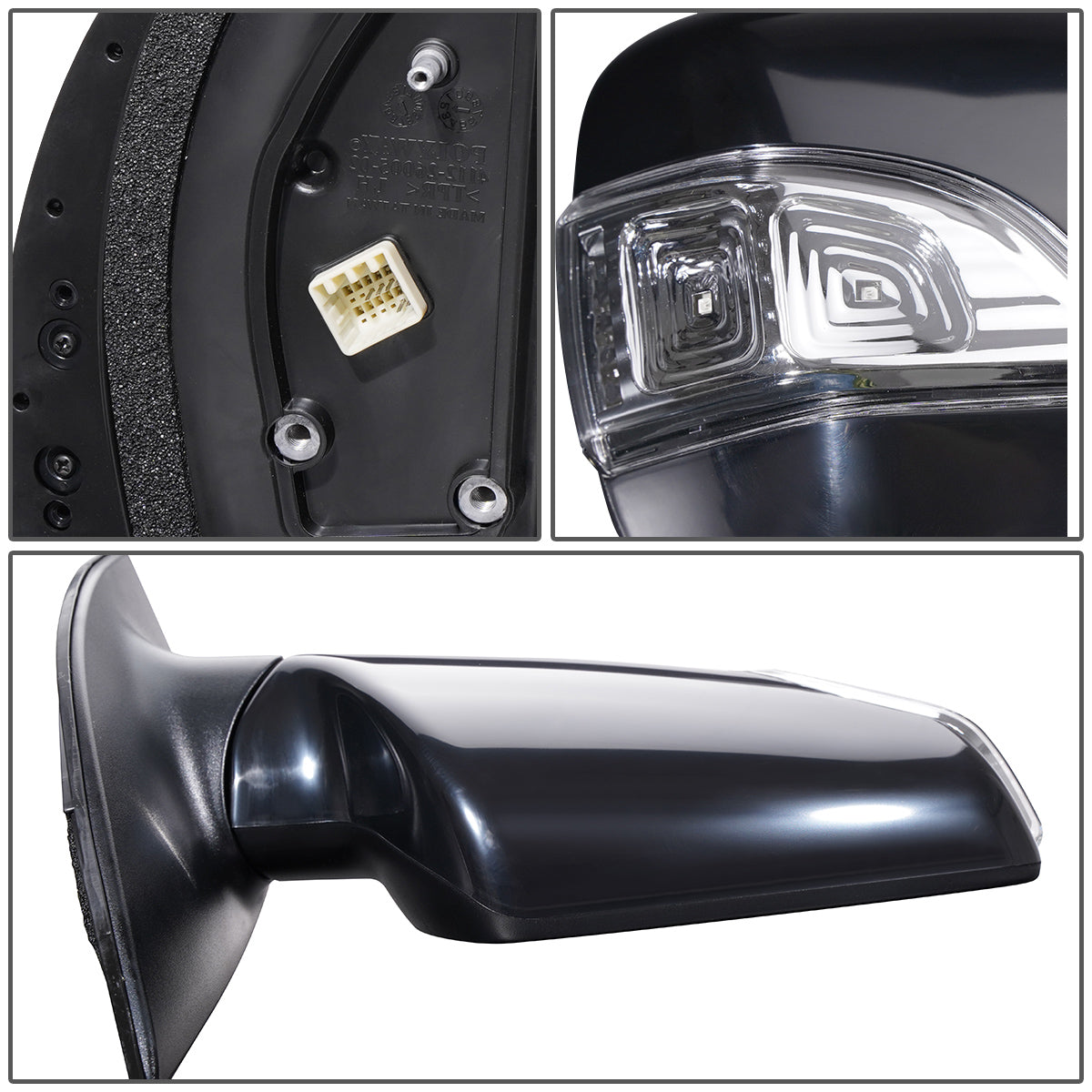 RETROVISOR MIRROR - OEM - 06-14 KIA SEDONA - POWERED - HEATED - W/ SIGNAL LIGHT - FOLDING - BLACK MATERIAL - RIGHT