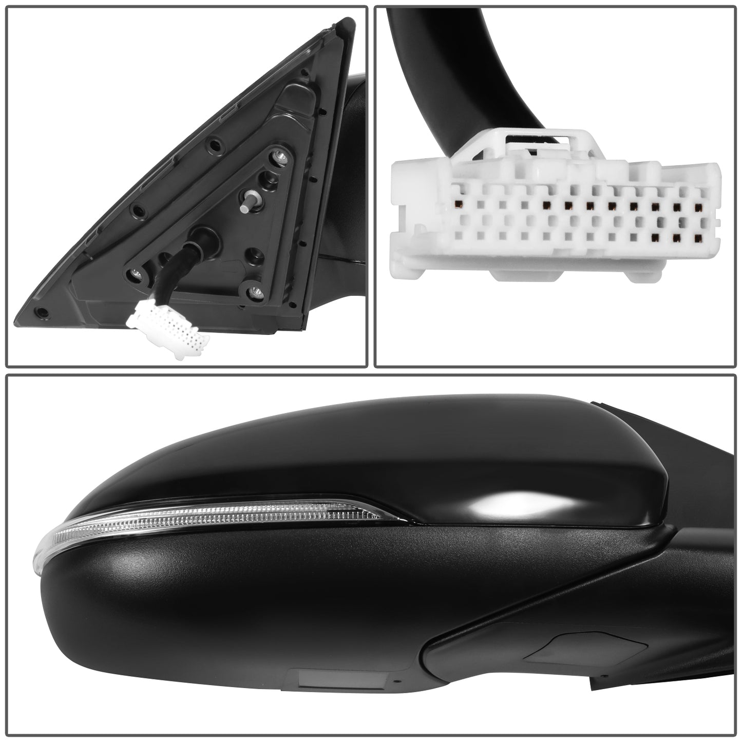 RETROVISOR MIRROR - OE STYLE - KIA OPTIMA 16-18 - WITH POWER FOLD WITH HEATED GLASS WITH MEMORY - WITHOUT HYBRID - PASSENGER SIDE - PAINT TO MATCH - BLACK