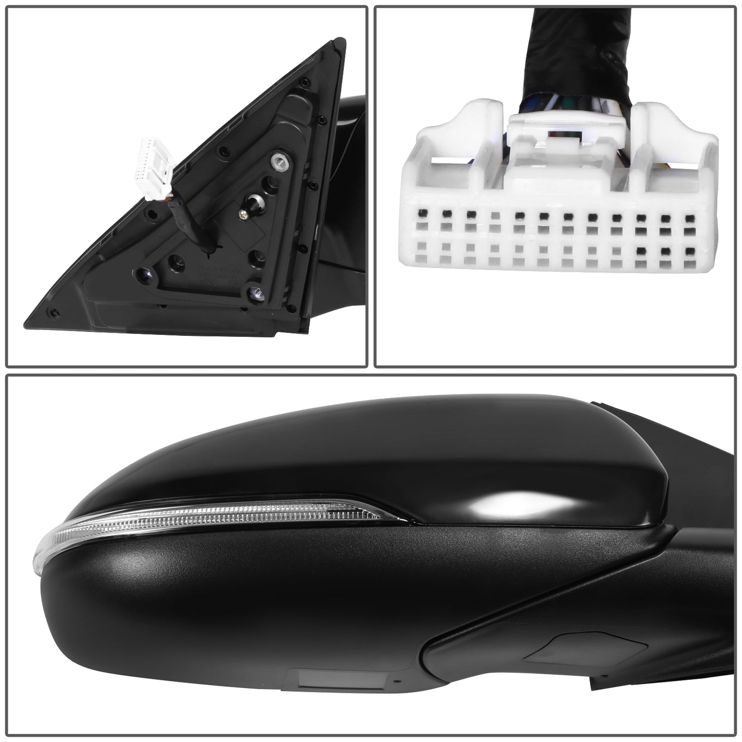 RETROVISOR MIRROR - OE STYLE - KIA OPTIMA 16-20 - WITH POWER FOLD WITH HEATED GLASS WITH MEMORY WITH BLIND SPOT - WITHOUT HYBRID - PASSENGER SIDE - PAINT TO MATCH - BLACK