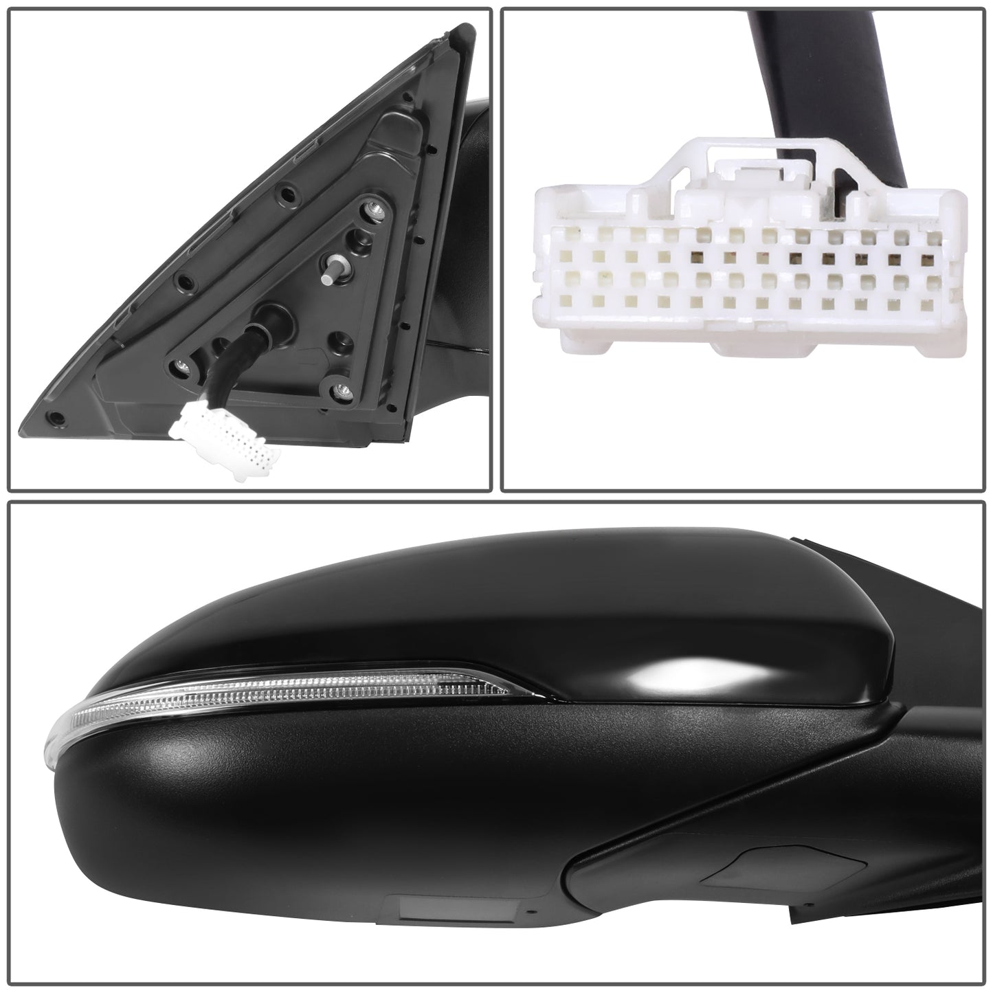 RETROVISOR MIRROR - OE STYLE - KIA OPTIMA 16-18 - WITH POWER FOLD WITH HEATED GLASS WITH TURN SIGNAL - WITHOUT HYBRID - PASSENGER SIDE - PAINT TO MATCH - BLACK