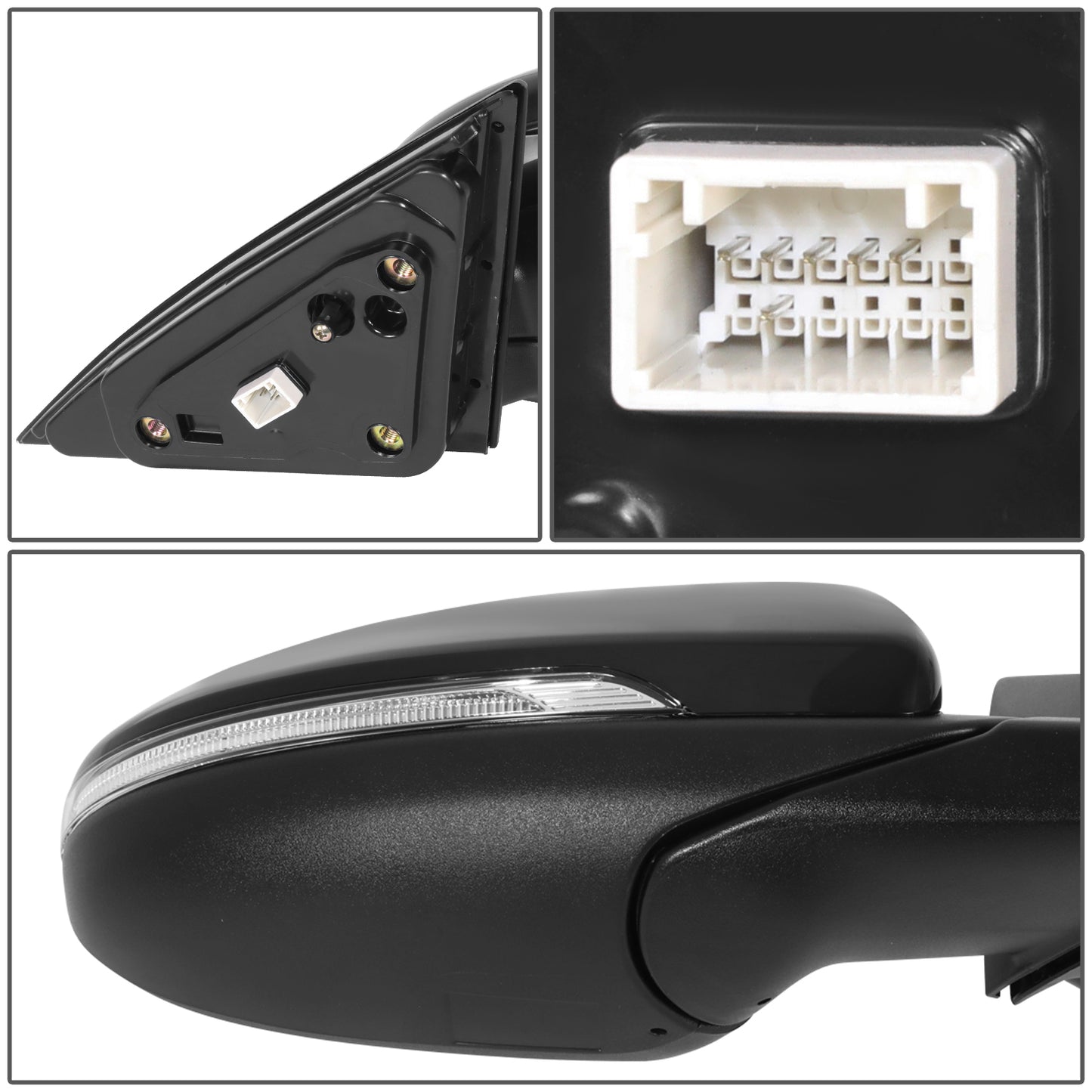 RETROVISOR MIRROR - OE STYLE - KIA FORTE 2019-2021 - WITH POWER WITH HEATED GLASS WITH TURN SIGNAL - PASSENGER RIGHT SIDE - BLACK