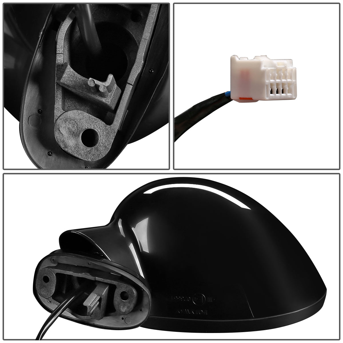 RETROVISOR MIRROR - OEM - 06-15 MAZDA MIATA - POWERED - PAINTABLE - BLACK - LEFT