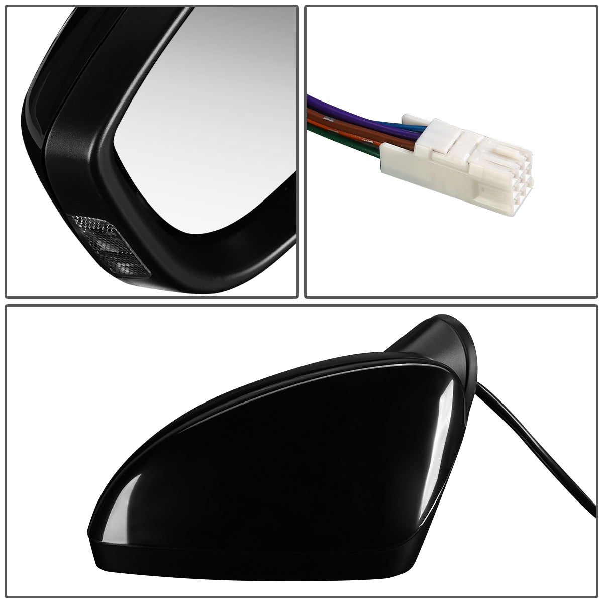 RETROVISOR MIRROR - OEM - 14-15 MAZDA 3 - POWERED - PAINTABLE - BLACK - LEFT