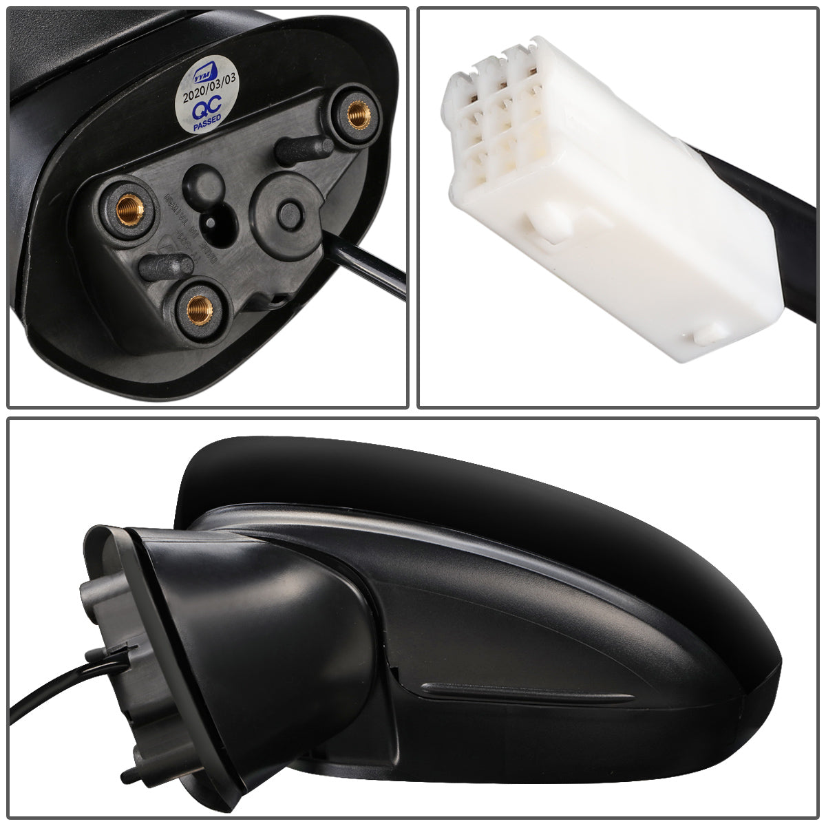 RETROVISOR MIRROR - OEM - 14-16 MAZDA 3 - POWERED - FOLDING - BLACK MATERIAL - LEFT