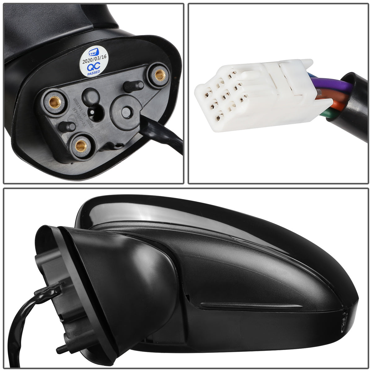 RETROVISOR MIRROR - OEM - 14-16 MAZDA 3 - POWERED - HEATED - W/ SIGNAL LIGHT - W/ BSD - FOLDING - BLACK MATERIAL - LEFT