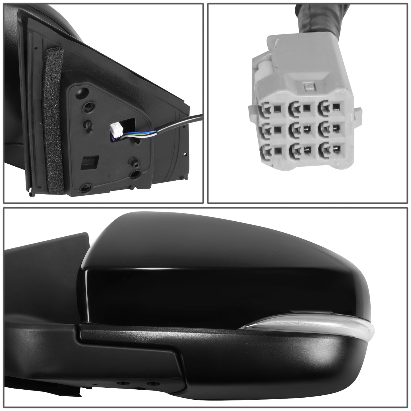 RETROVISOR MIRROR - OE STYLE - MAZDA CX-9 14-15 - WITH POWER WITH HEATED WITH BLIND SPOT WITH SIGNAL WITH TILT - DRIVER SIDE - PAINT TO MATCH - BLACK