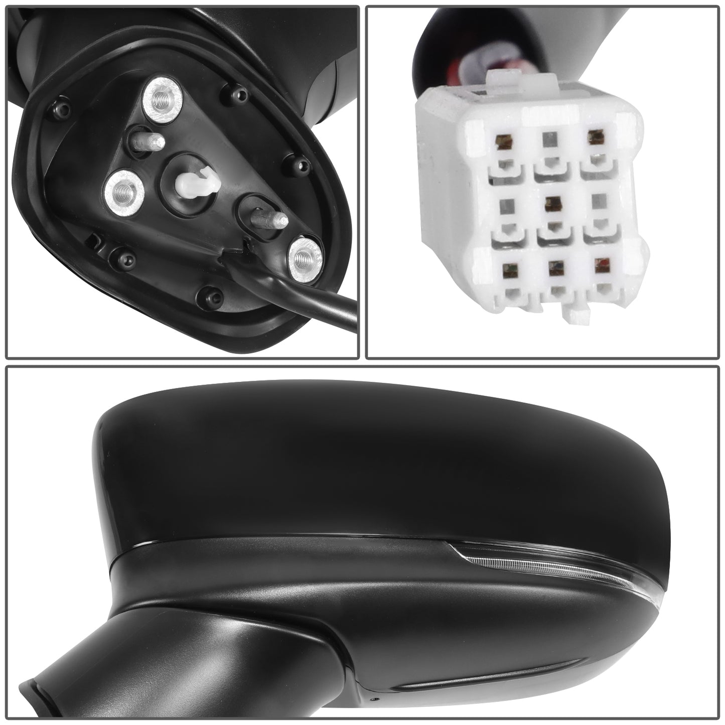 RETROVISOR MIRROR - OE STYLE - MAZDA 3 17-18 - WITH POWER WITH HEATED WITH SIGNAL - MEXICO BULIT - DRIVER SIDE - PAINT TO MATCH - BLACK