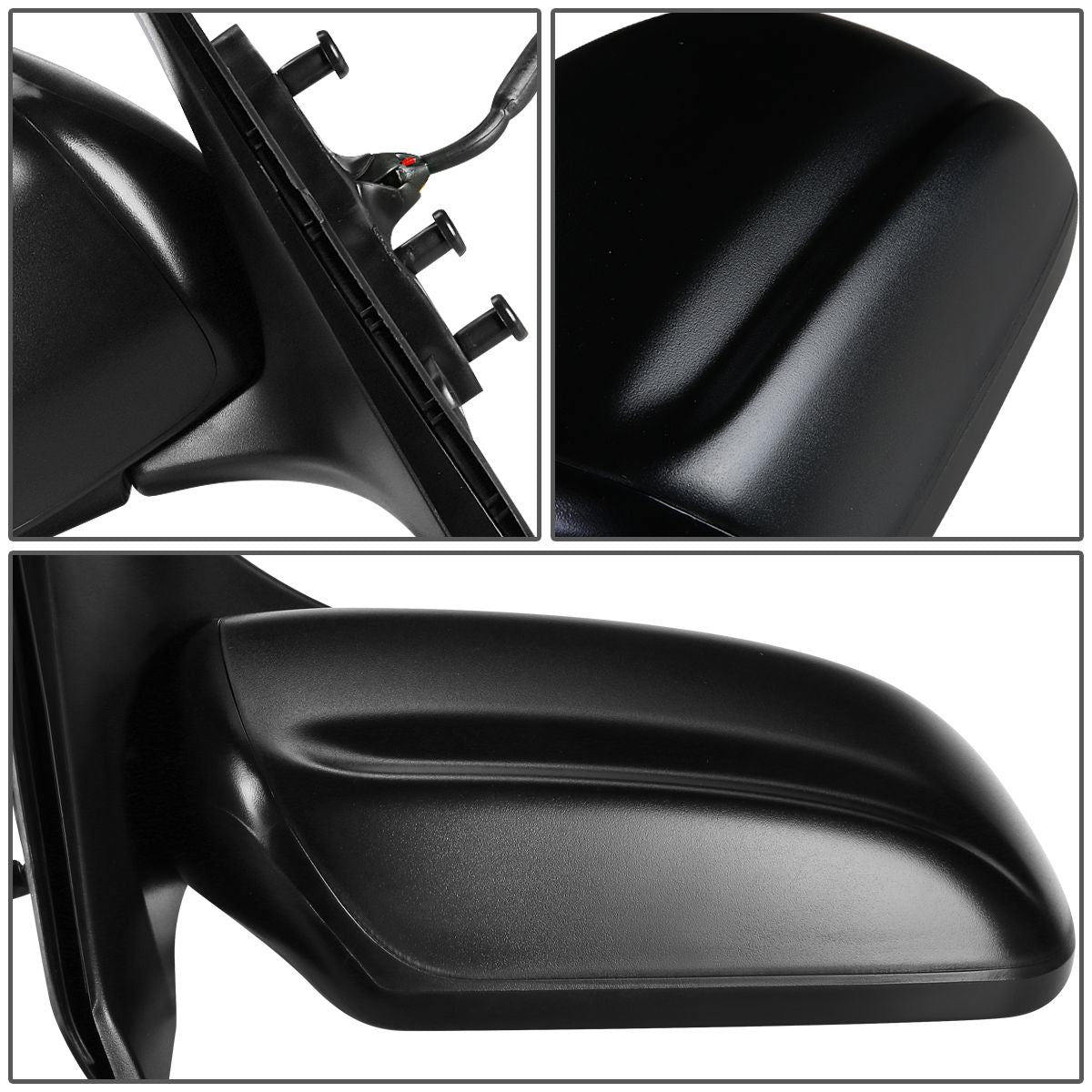 RETROVISOR MIRROR - OEM - 99-03 MAZDA PROTEGE / 02-03 MAZDA PROTEGE5 - FITS MODELS WITHOUT 6 SPEAKER SYSTEM - MANUAL - PAINTABLE FINISH , TEXTURED CAP - BLACK - RIGHT