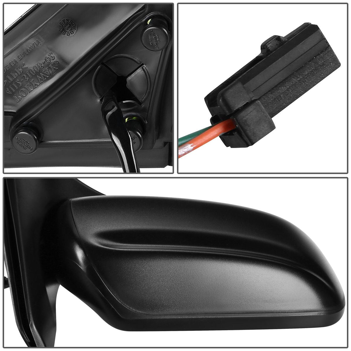 RETROVISOR MIRROR - OEM - 99-03 MAZDA PROTEGE - FITS MODELS WITH 6 SPEAKER SYSTEM - POWERED - PAINTABLE - BLACK - RIGHT