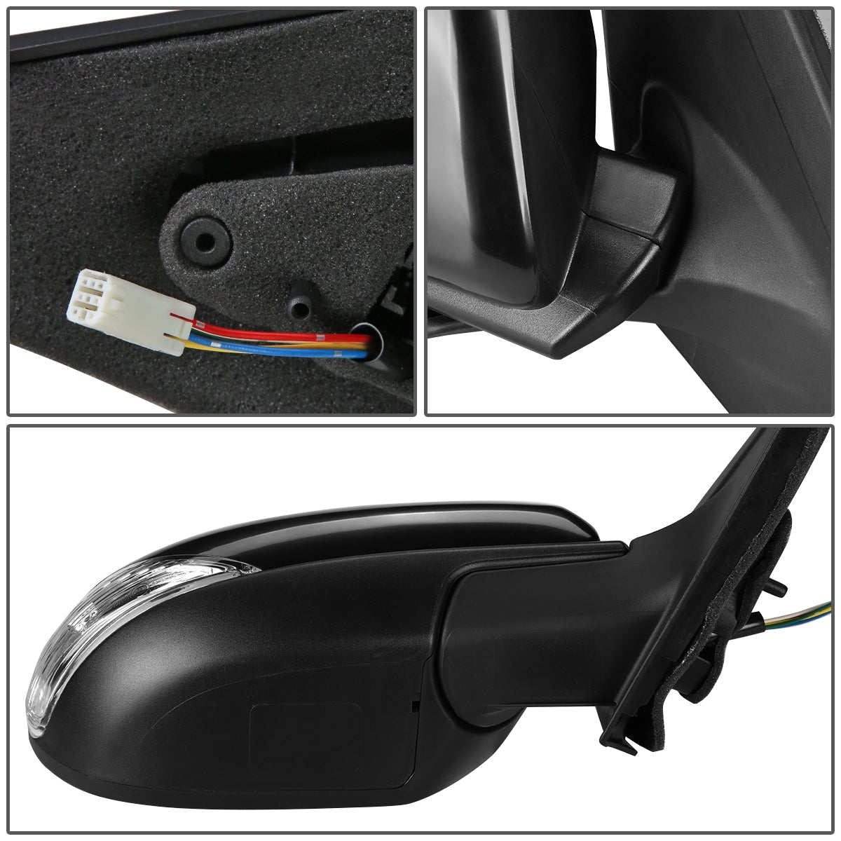 RETROVISOR MIRROR - OEM - 10-13 MAZDA 3 - POWERED - PAINTABLE - BLACK - RIGHT