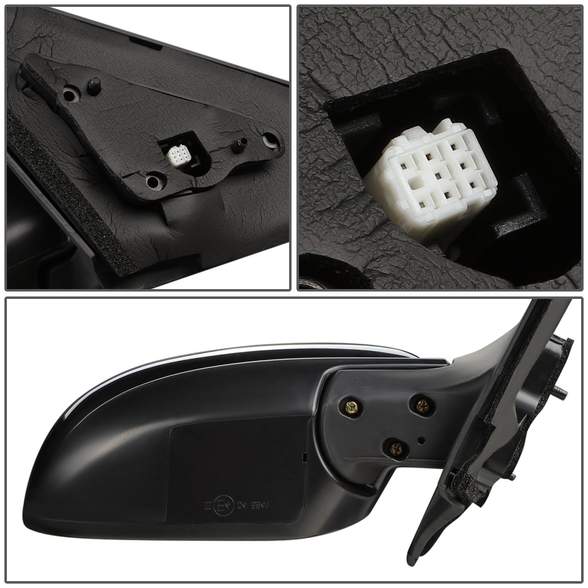 RETROVISOR MIRROR - OEM - 10-13 MAZDA 3 - POWERED - W/ BSD - FOLDING - BLACK MATERIAL - RIGHT