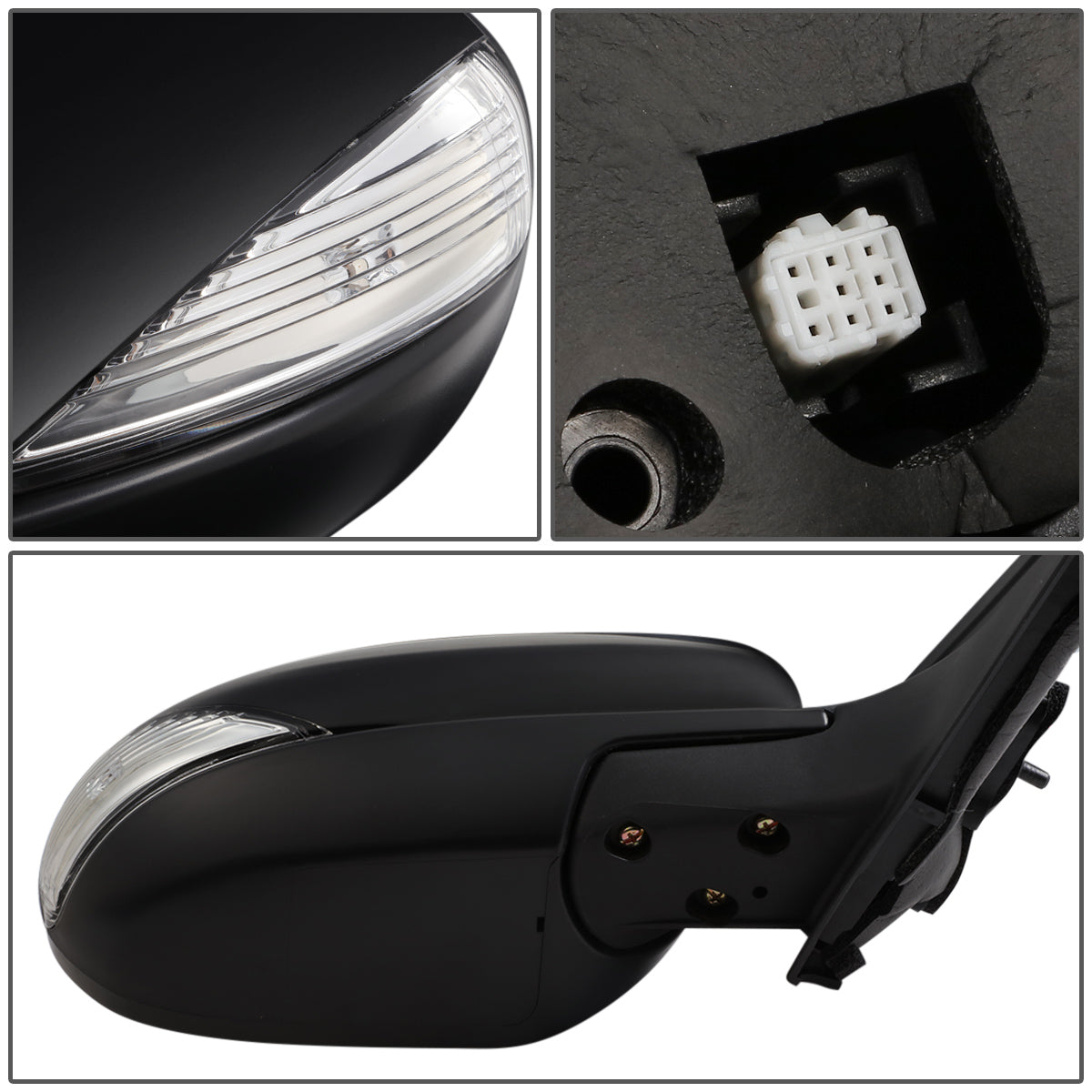 RETROVISOR MIRROR - OEM - 10-13 MAZDA 3 - POWERED - W/ SIGNAL LIGHT - W/ BSD - FOLDING - BLACK MATERIAL - RIGHT