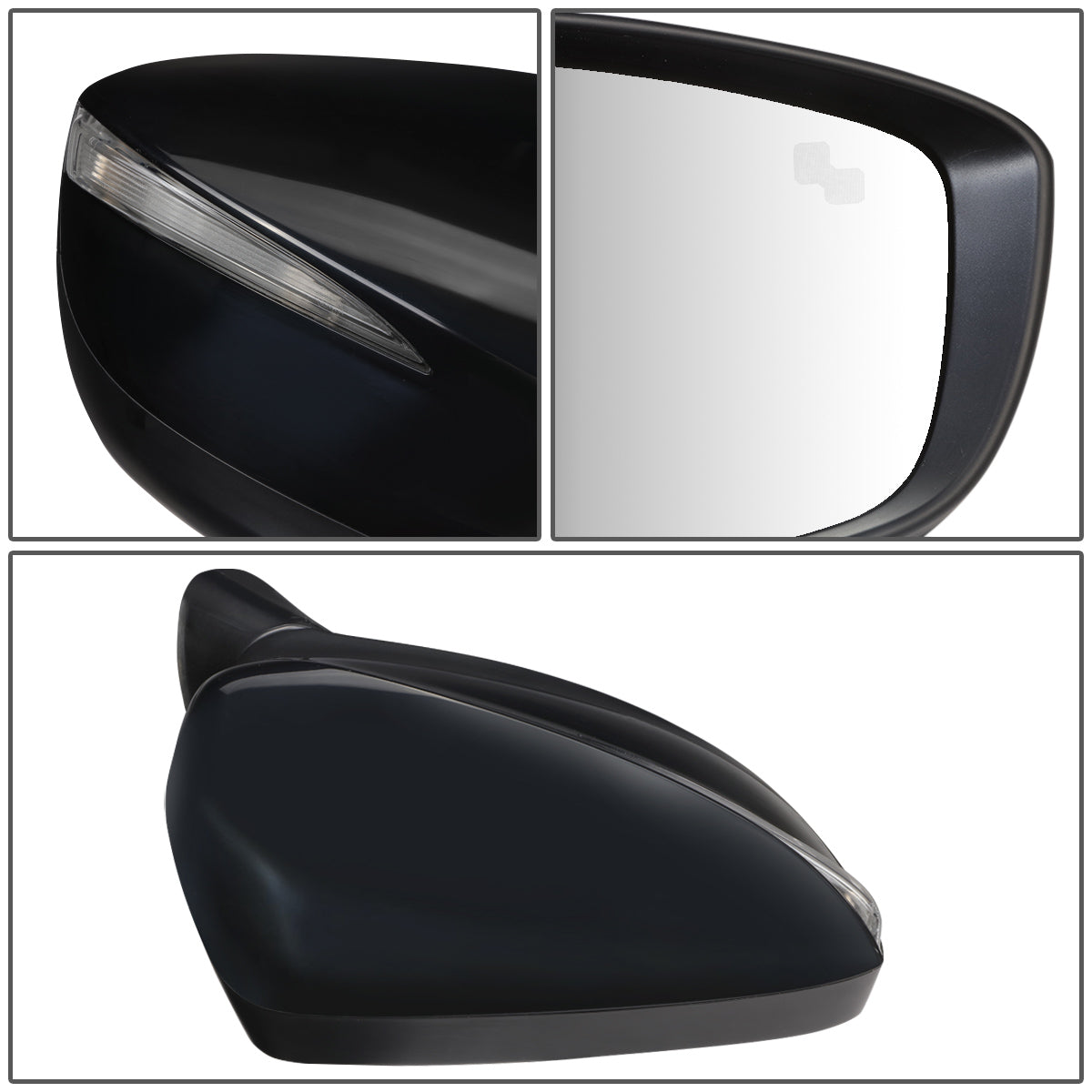 RETROVISOR MIRROR - OEM - 13-14 MAZDA CX-5 - POWERED - HEATED - W/ SIGNAL LIGHT - W/ BSD - FOLDING - BLACK MATERIAL - RIGHT