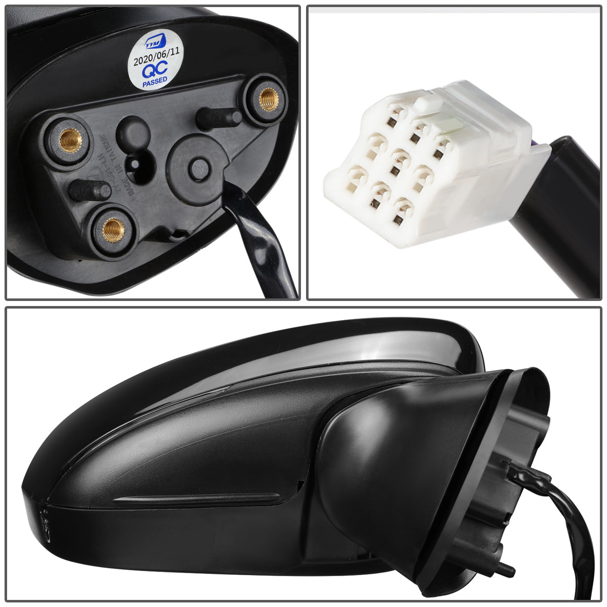 RETROVISOR MIRROR - OEM - 14-16 MAZDA 3 - POWERED - W/ SIGNAL LIGHT - W/ BSD - FOLDING - BLACK MATERIAL - RIGHT