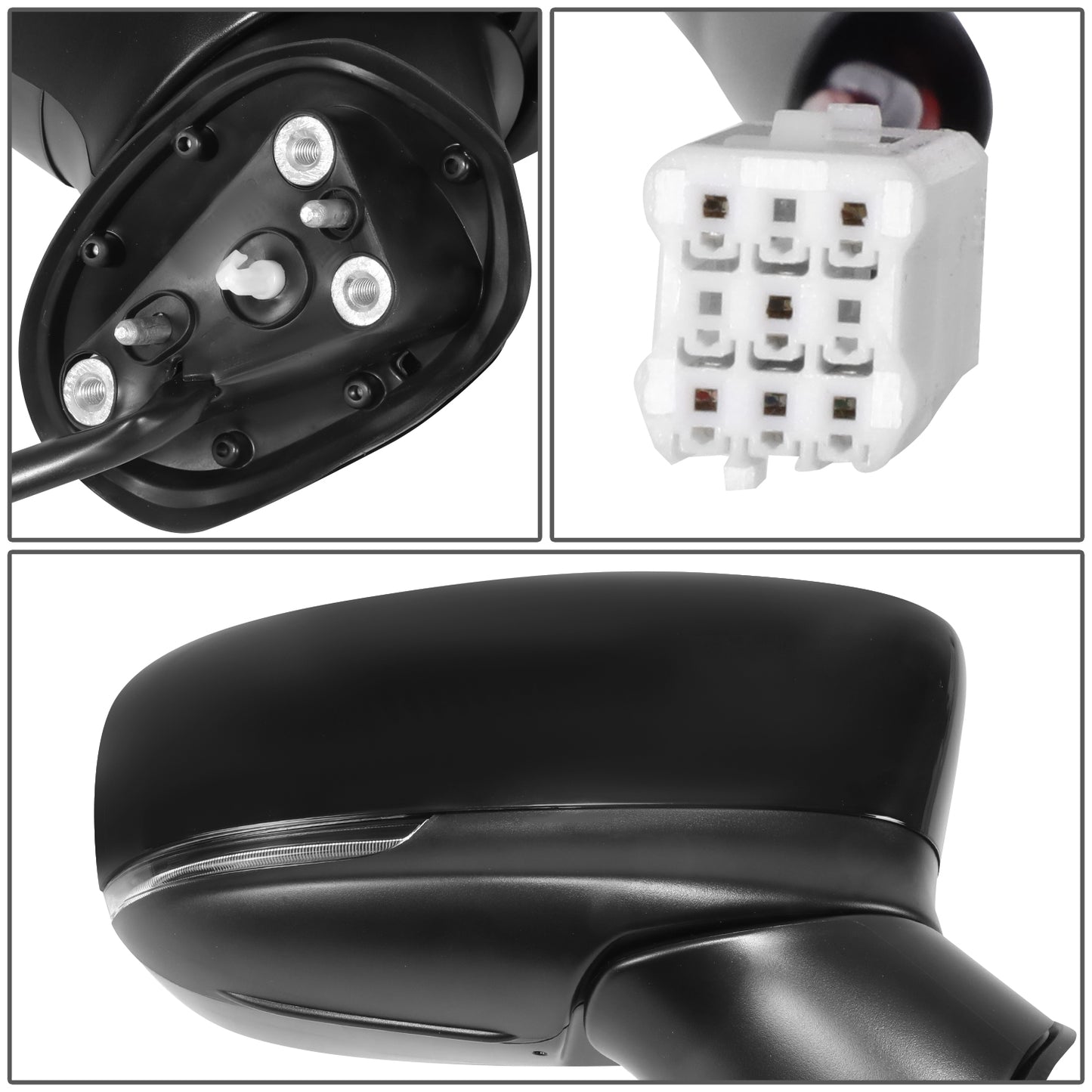 RETROVISOR MIRROR - OE STYLE - MAZDA 3 17-18 - WITH POWER WITH HEATED WITH SIGNAL - MEXICO BULIT - PASSENGER SIDE - PAINT TO MATCH - BLACK