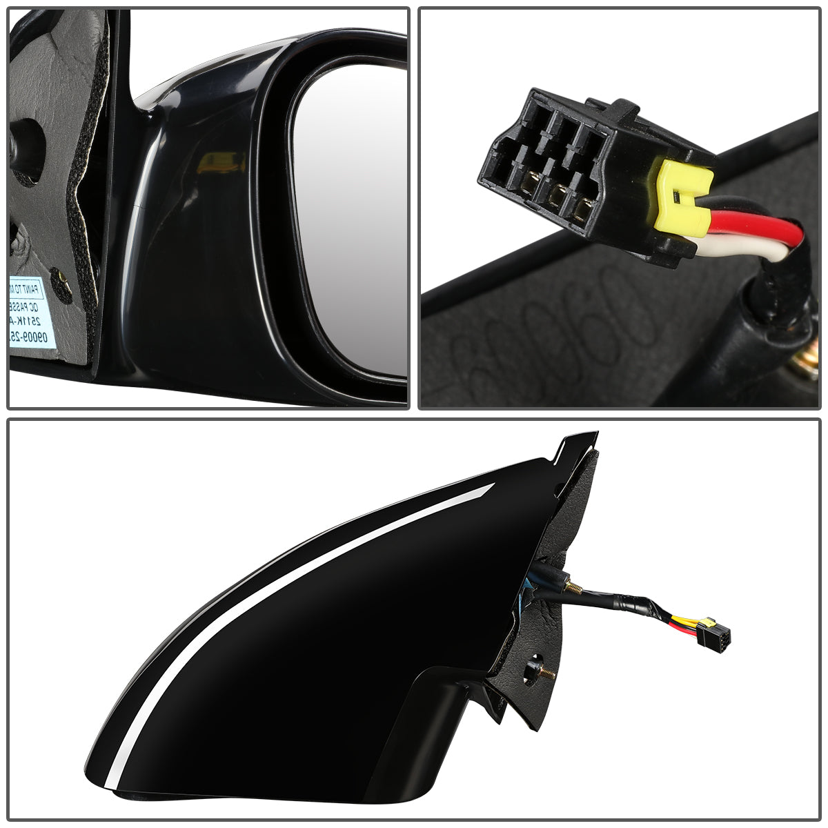 RETROVISOR MIRROR - OEM - 99-00 CHRYSLER SEBRING - POWERED - PAINTABLE - BLACK - LEFT