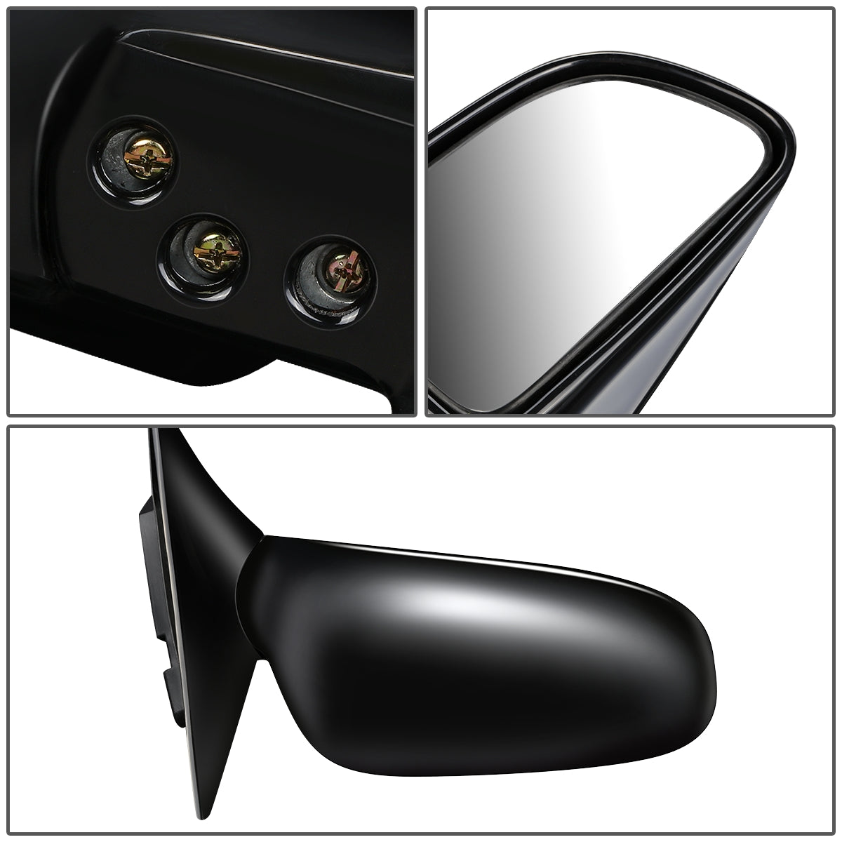 RETROVISOR MIRROR - OEM - 93-96 MITSUBISHI LANCER, MIRAGE - POWERED - FOLDING - BLACK MATERIAL - RIGHT