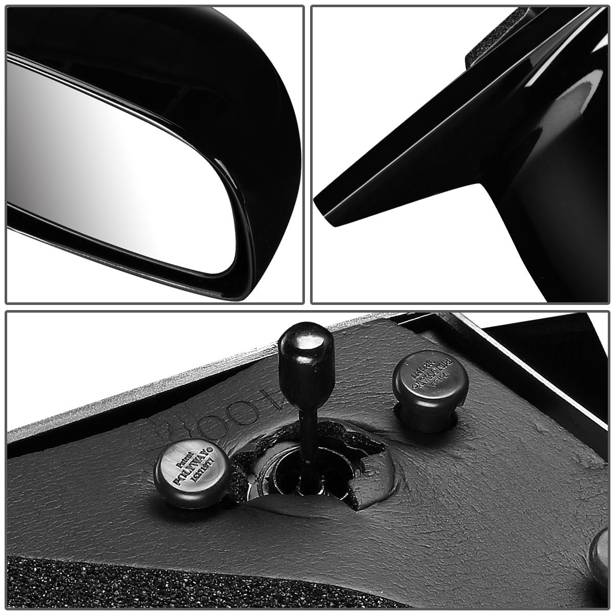 RETROVISOR MIRROR - OEM - 00-05 MITSUBISHI ECLIPSE - MANUAL - PAINTABLE - BLACK - RIGHT