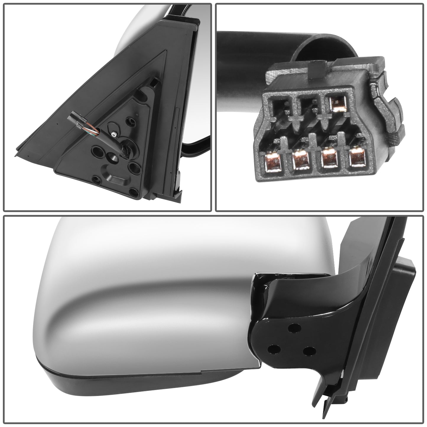 RETROVISOR MIRROR - OE STYLE - MITSUBISHI MONTERO 01-06 - WITH POWER WITH HEATED GLASS CHROME COVER - PASSENGER SIDE - SMOOTH - BLACK / CHROME