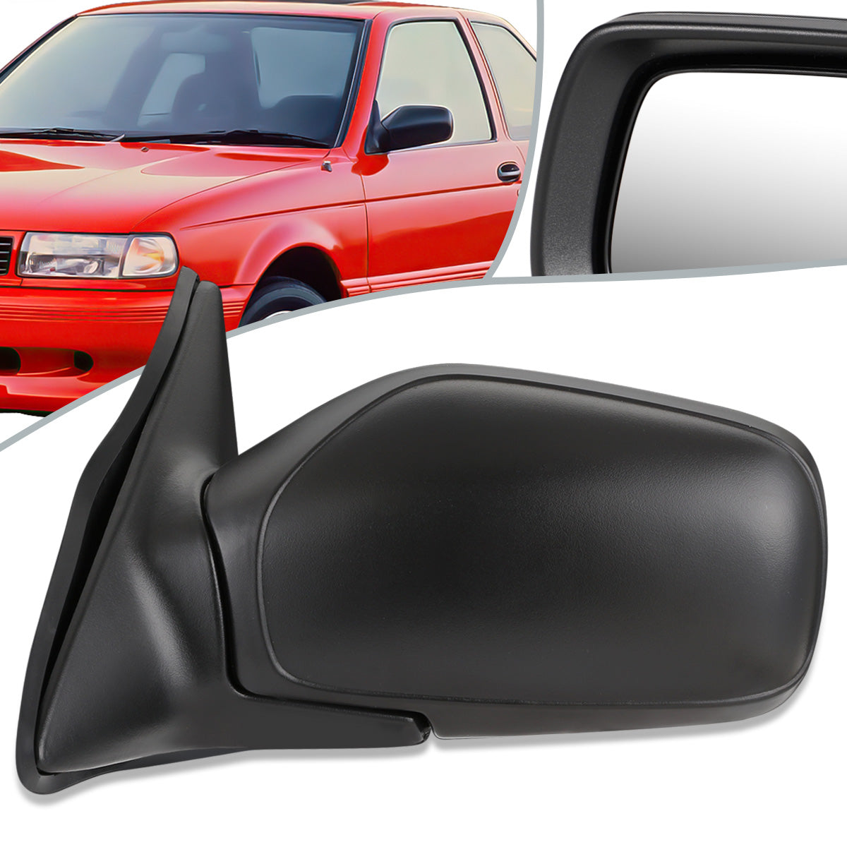 RETROVISOR MIRROR - OEM - 91-94 NISSAN SENTRA - MANUAL - FOLDING - TEXTURED - BLACK - LEFT