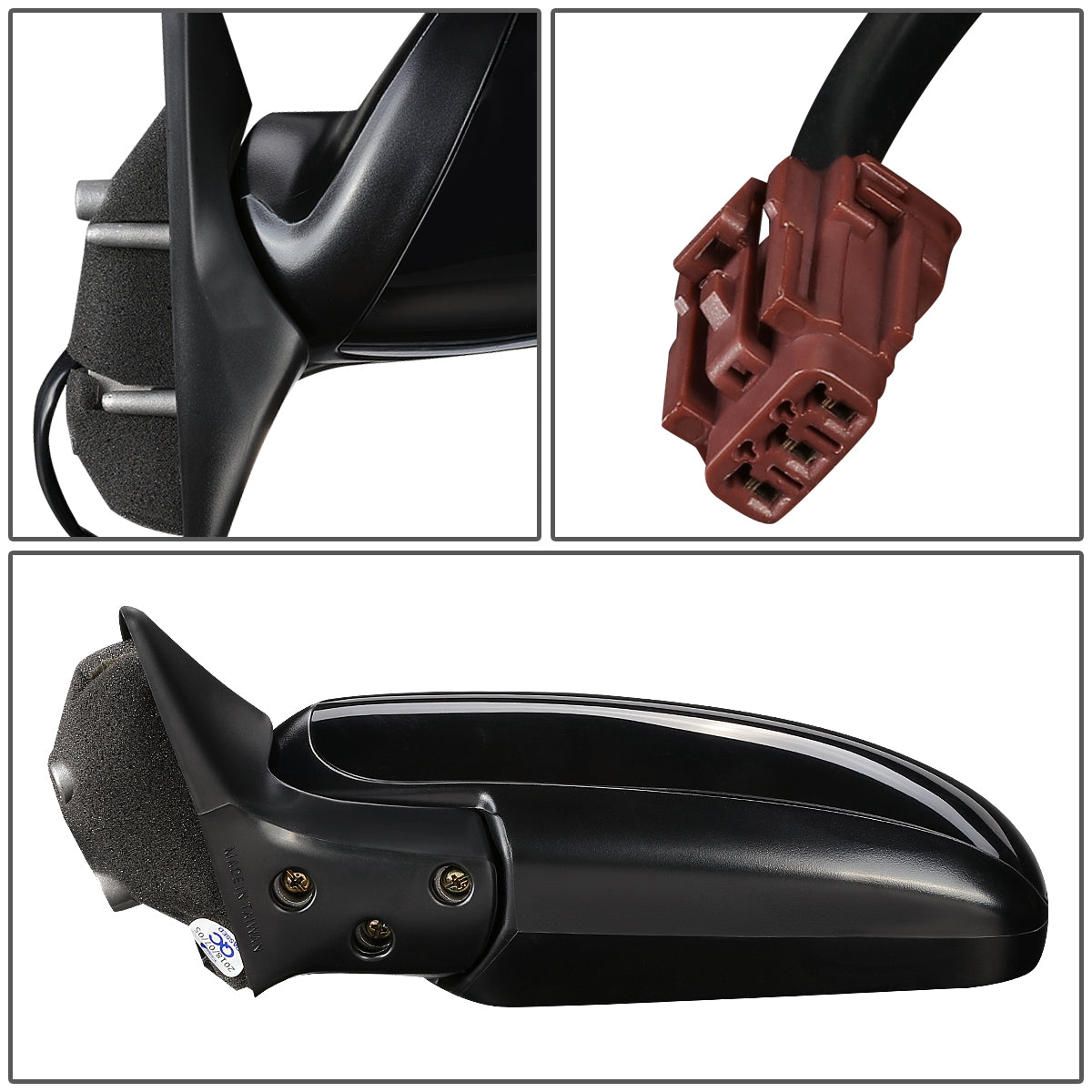 RETROVISOR MIRROR - OEM - 96-99 NISSAN MAXIMA / 96-99 INFINITI I30 - POWERED - TEXTURED - BLACK - LEFT