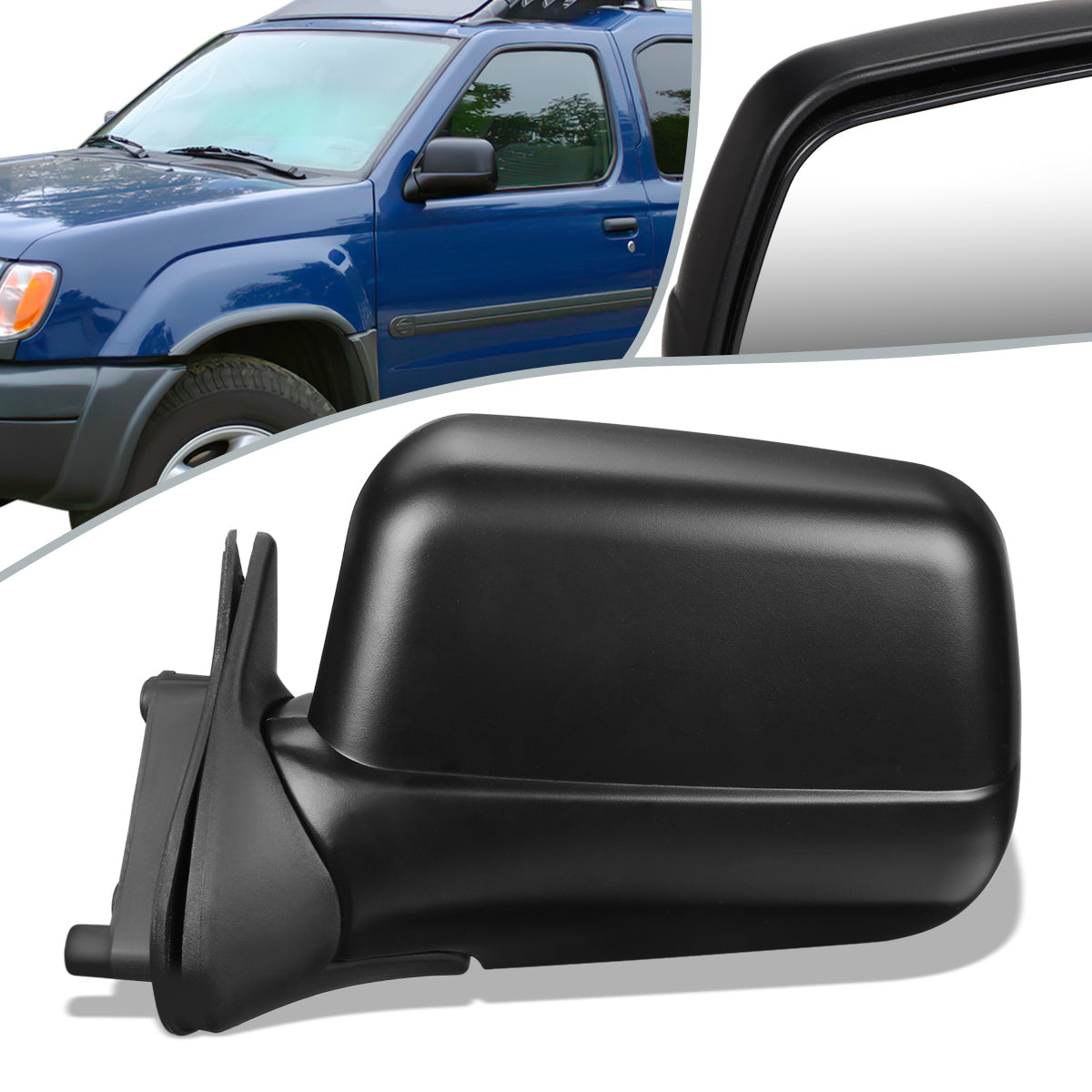 RETROVISOR MIRROR - OEM - 98-00 NISSAN FRONTIER - MANUAL - FOLDING - BLACK - LEFT