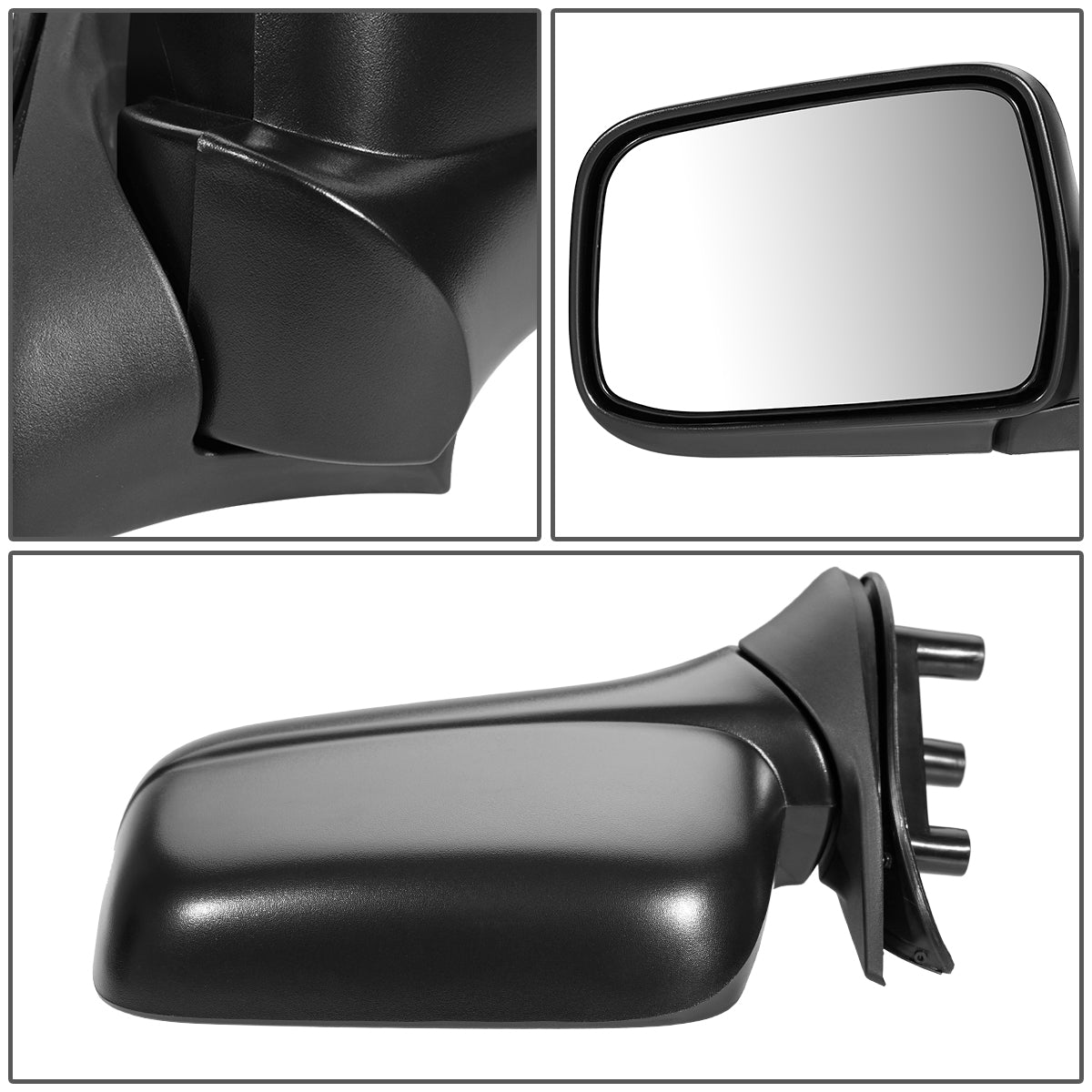 RETROVISOR MIRROR - OEM - 98-00 NISSAN FRONTIER - MANUAL - FOLDING - TEXTURED - BLACK - LEFT