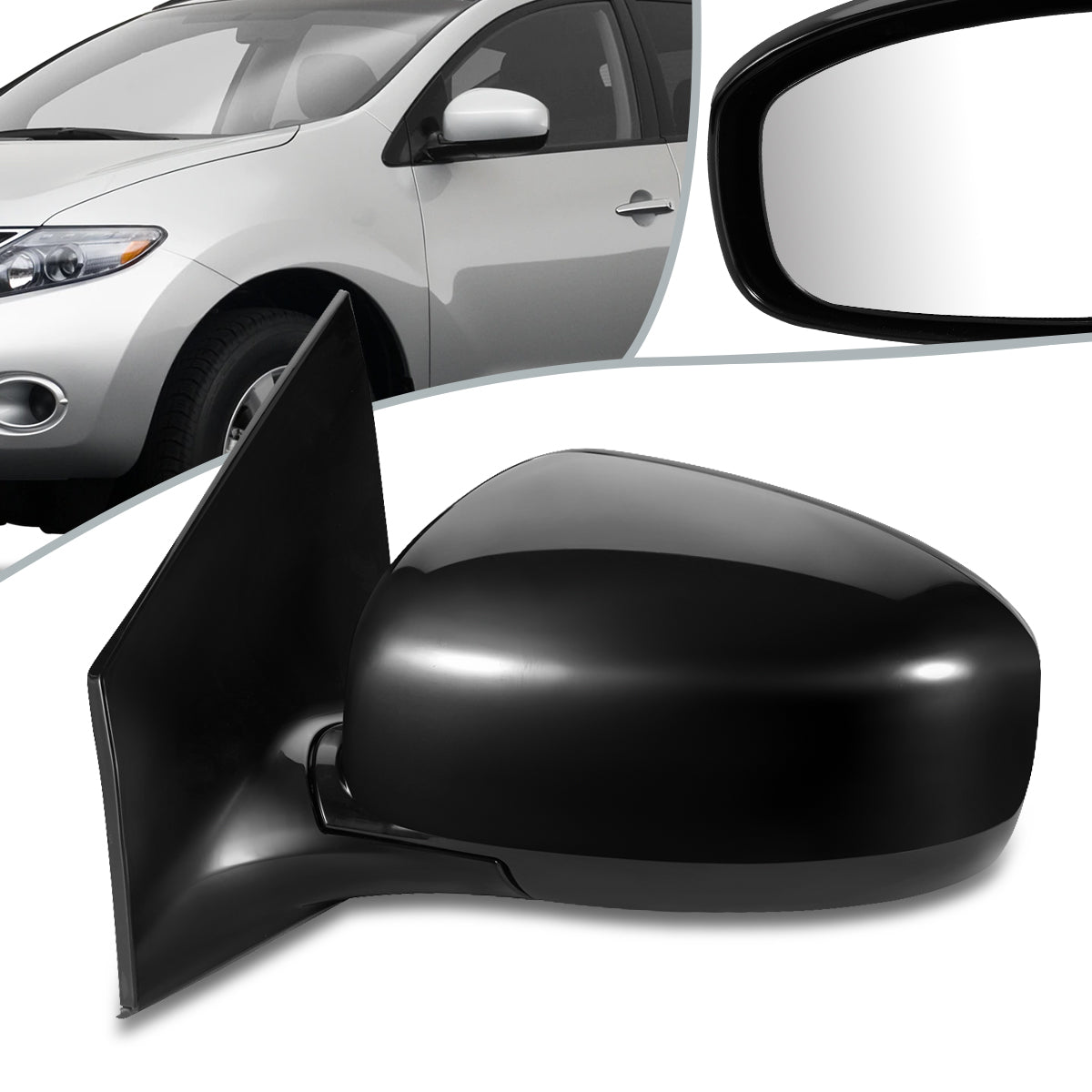 RETROVISOR MIRROR - OEM - 09-14 NISSAN MURANO - POWERED - HEATED - W/ MEMORY - FOLDING - BLACK MATERIAL - LEFT