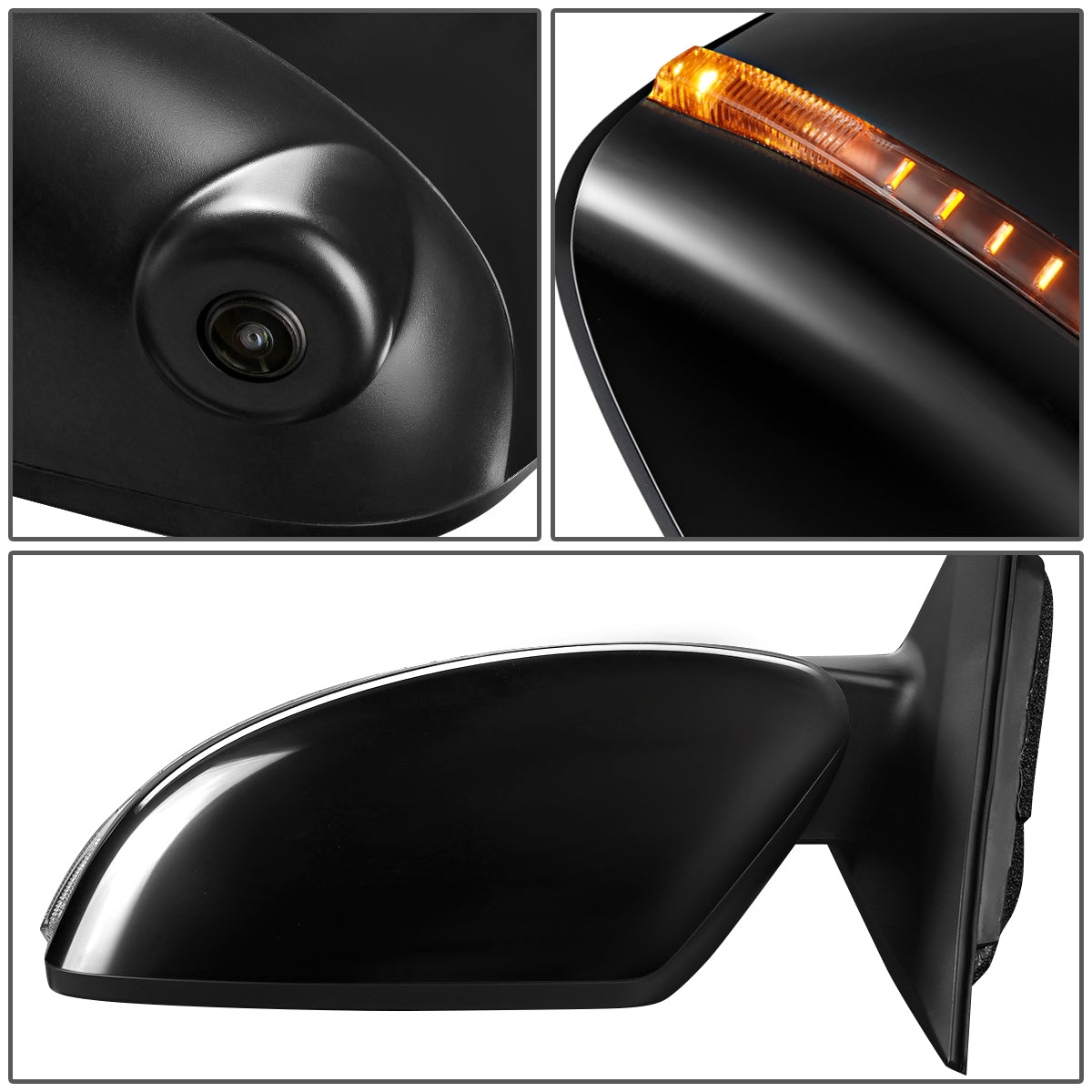 RETROVISOR MIRROR - OEM - 14-16 NISSAN ROGUE - POWERED - HEATED - W/ SIGNAL LIGHT - W/ MEMORY - W/ CAMERA - FOLDING - BLACK MATERIAL - LEFT