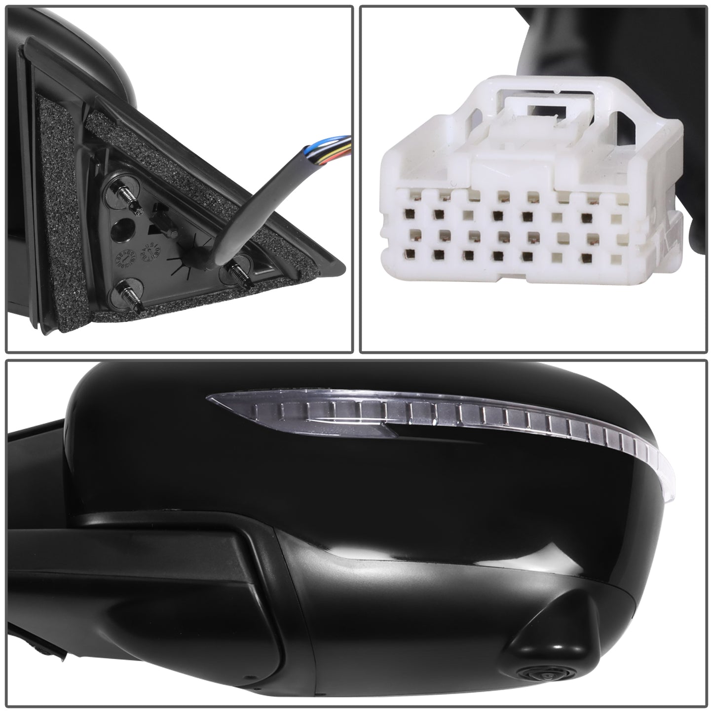 RETROVISOR MIRROR - OE STYLE - NISSAN ROGUE 2017-2020 - WITH POWER WITH HEATED WITH SIGNAL WITH CAMERA - DRIVER LEFT SIDE - BLACK