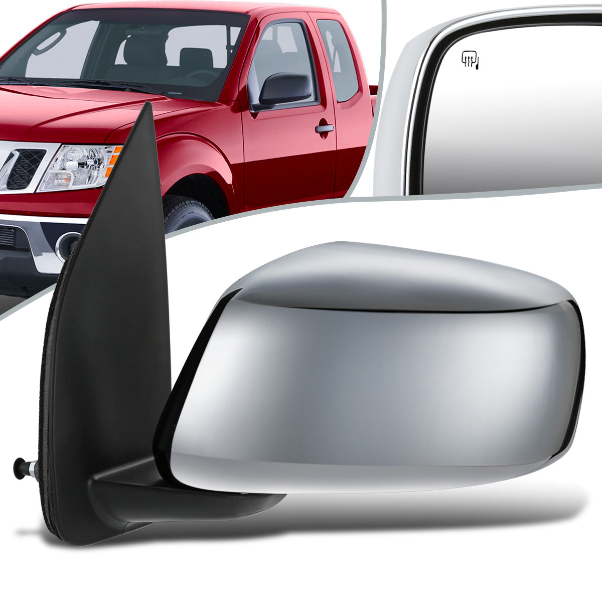 RETROVISOR MIRROR - OEM - 05-20 NISSAN FRONTIER - POWERED - HEATED - FOLDING - CHROME COVER - LEFT